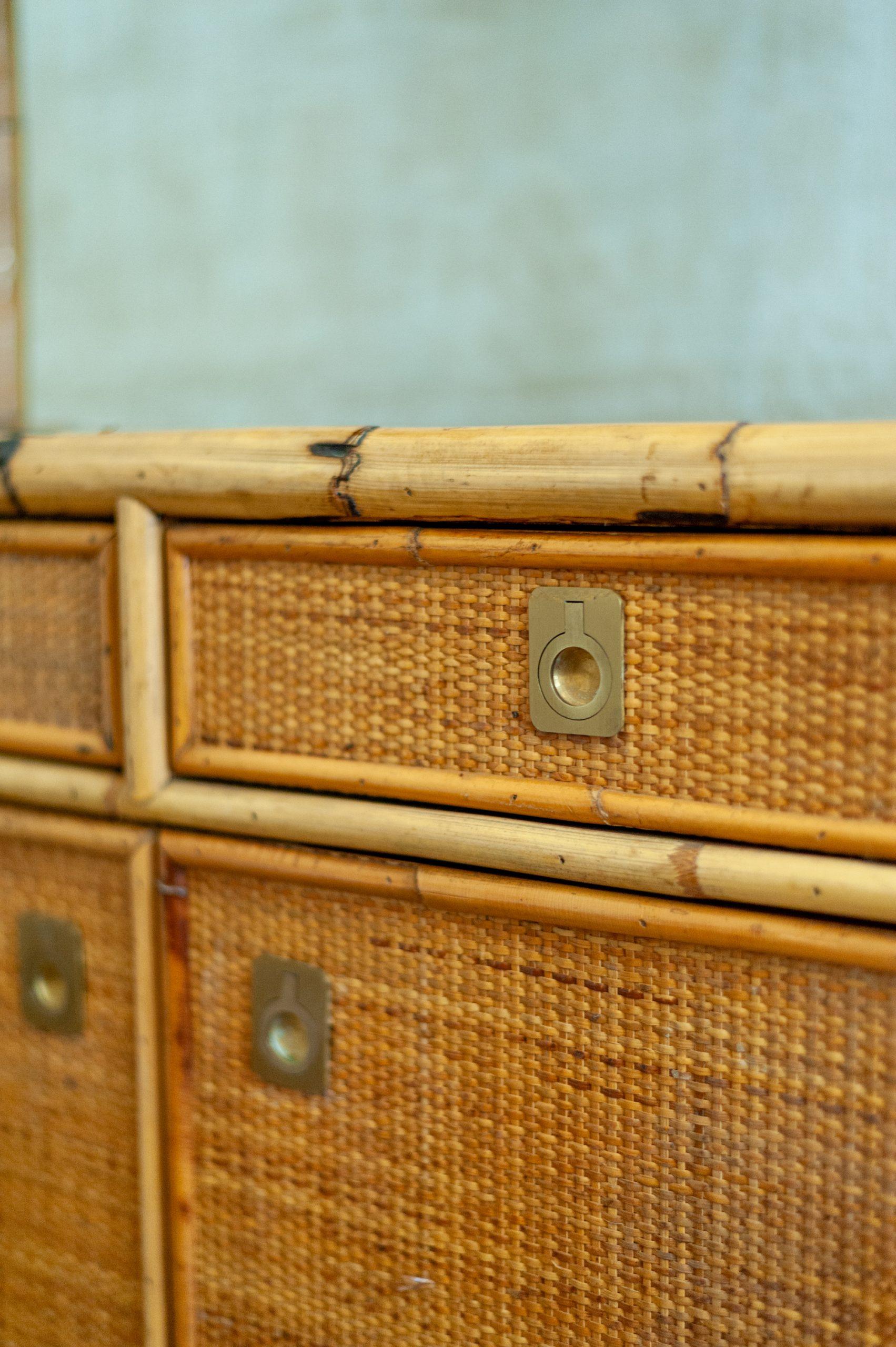 Bamboo Pair of Rattan Bookshelf – 1980s For Sale