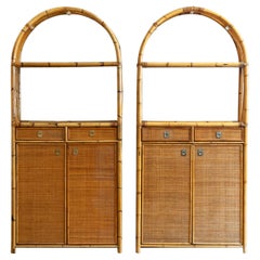 Vintage Pair of Rattan Bookshelf – 1980s