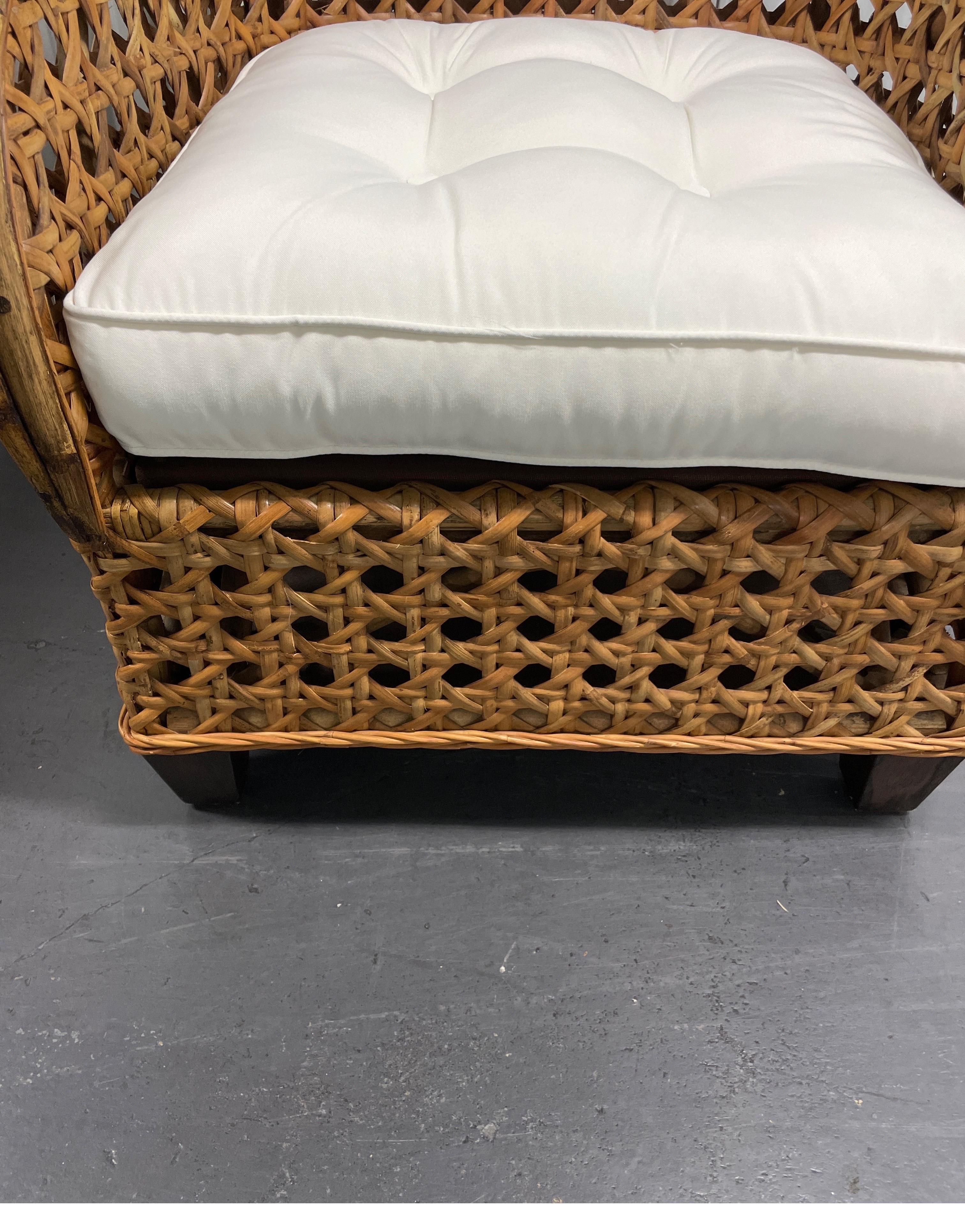 Pair of Rattan & French Cane Club Chairs For Sale 2