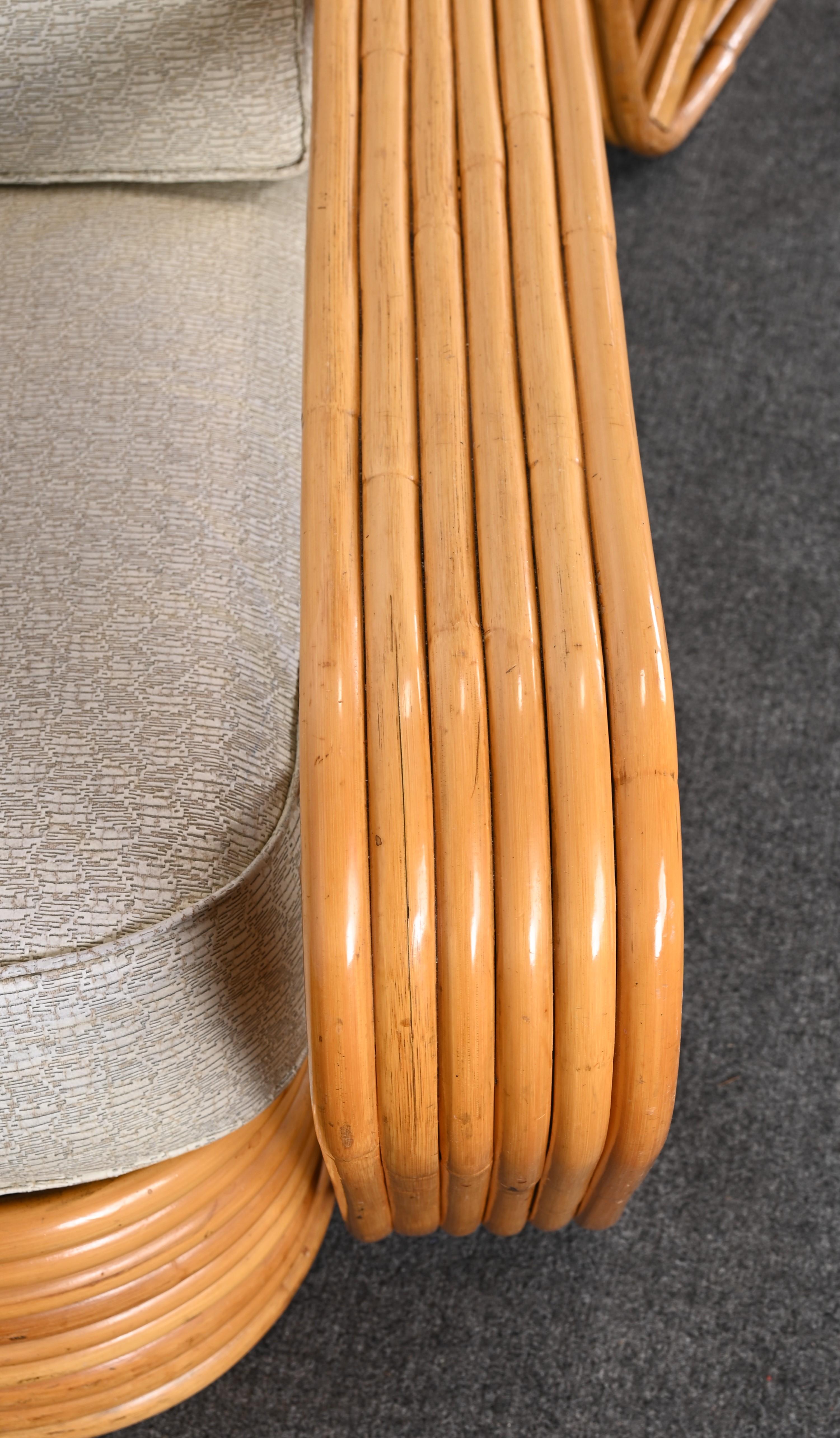 Pair of Rattan Chairs and Ottoman in the Manner of Paul Frankl, 1940s 8