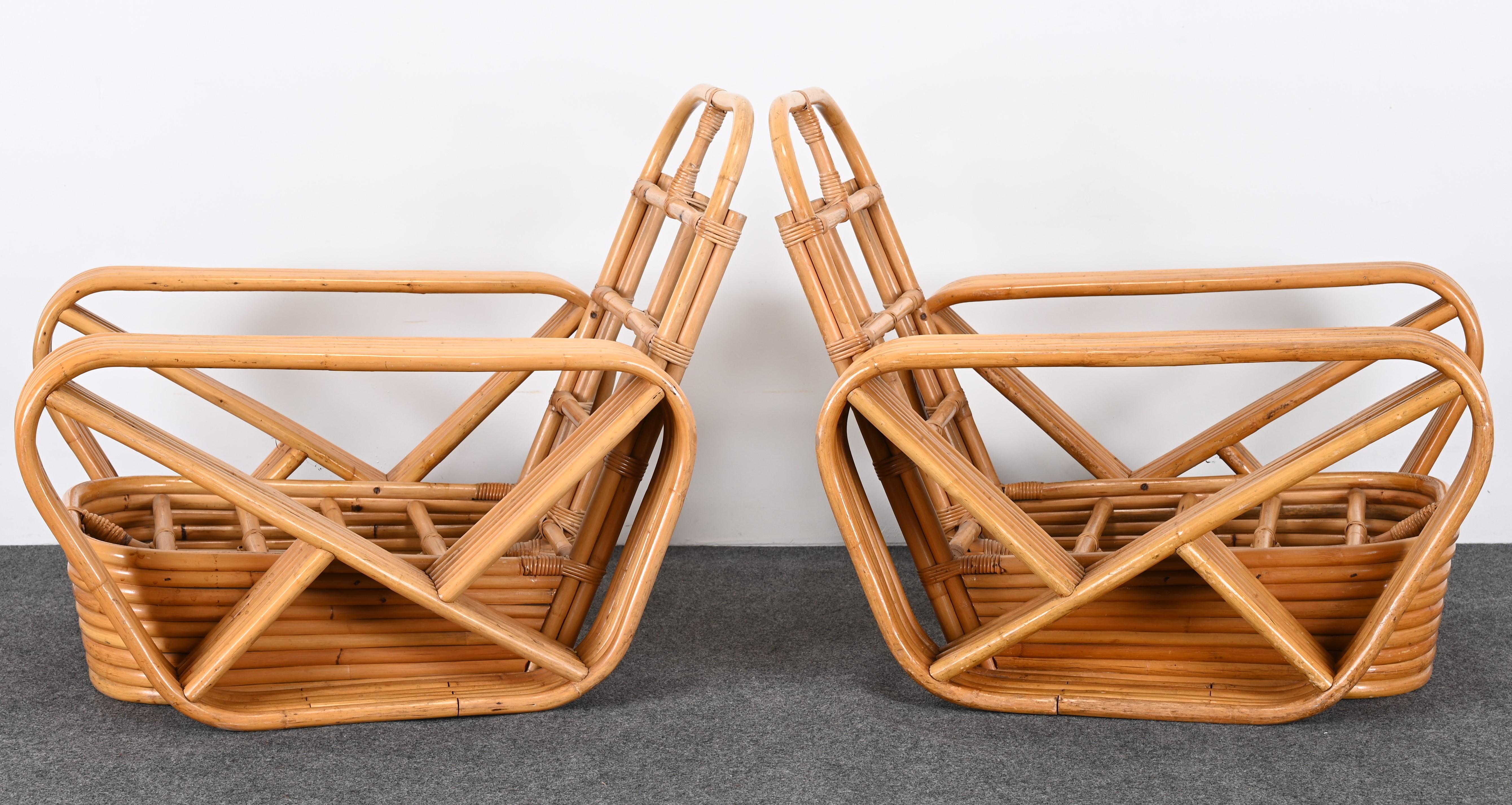 Pair of Rattan Chairs and Ottoman in the Manner of Paul Frankl, 1940s 9