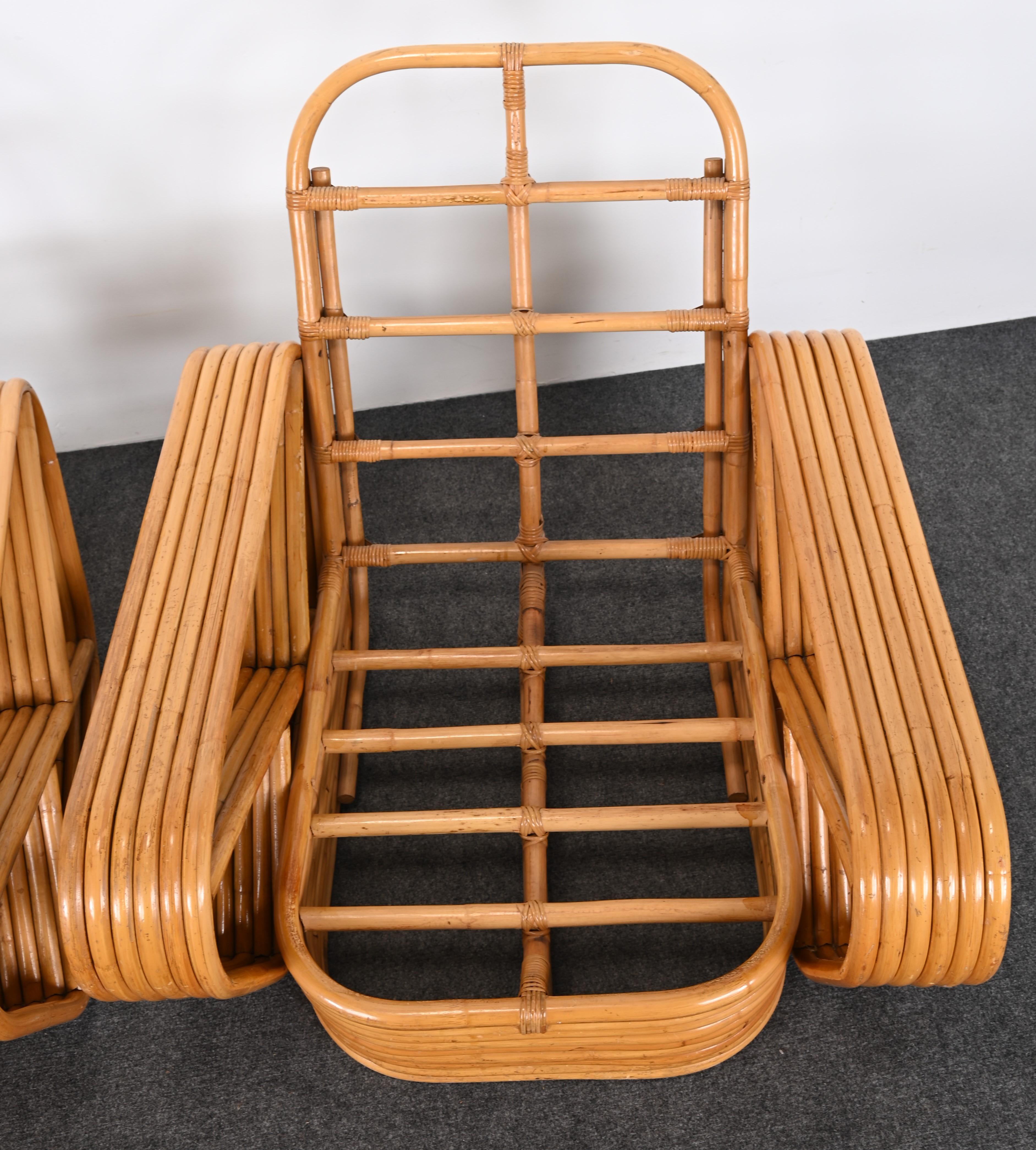 Pair of Rattan Chairs and Ottoman in the Manner of Paul Frankl, 1940s 11