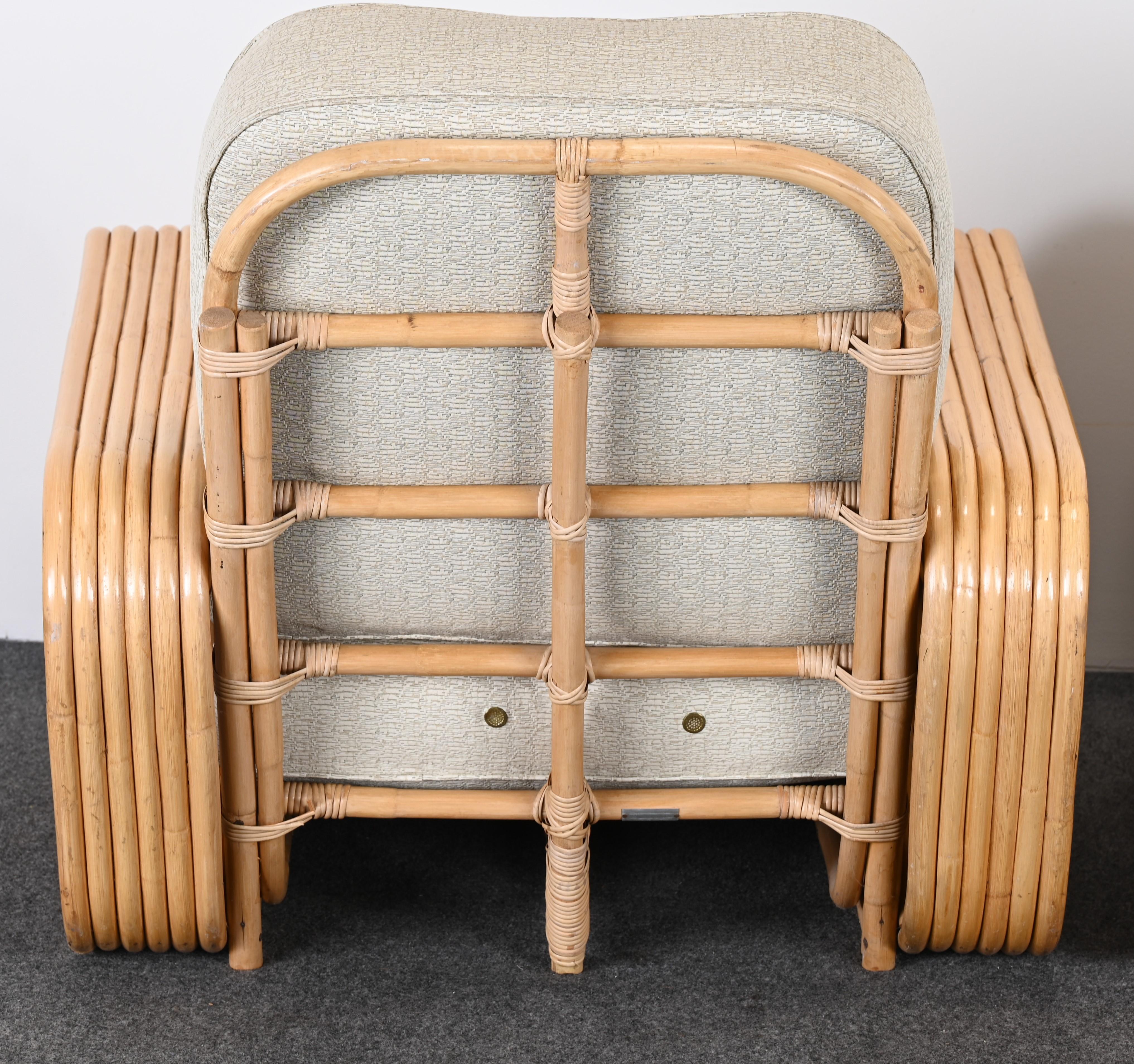 Pair of Rattan Chairs and Ottoman in the Manner of Paul Frankl, 1940s 2