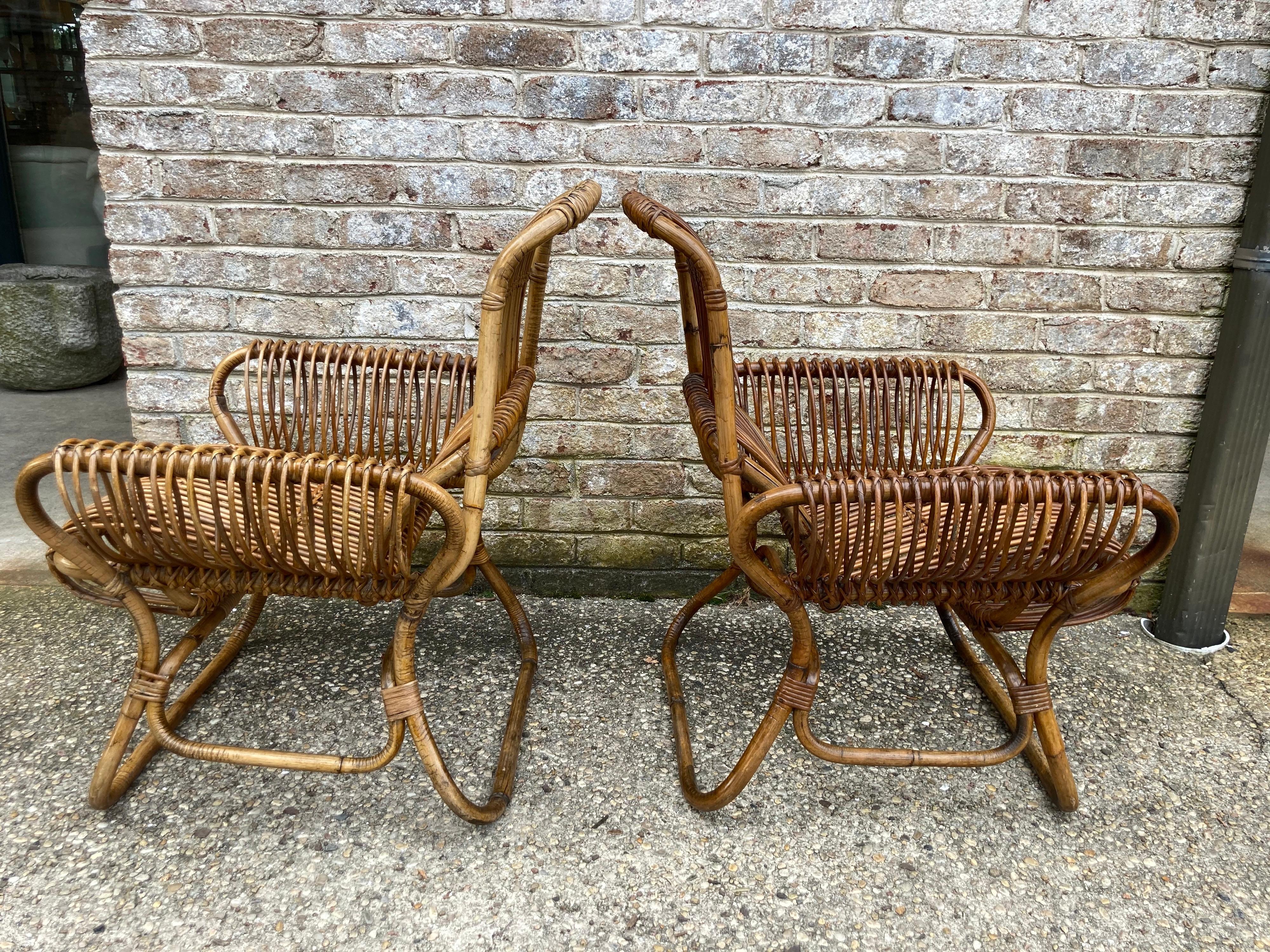 Pair of Rattan Chairs Attributed to Franco Albini 2