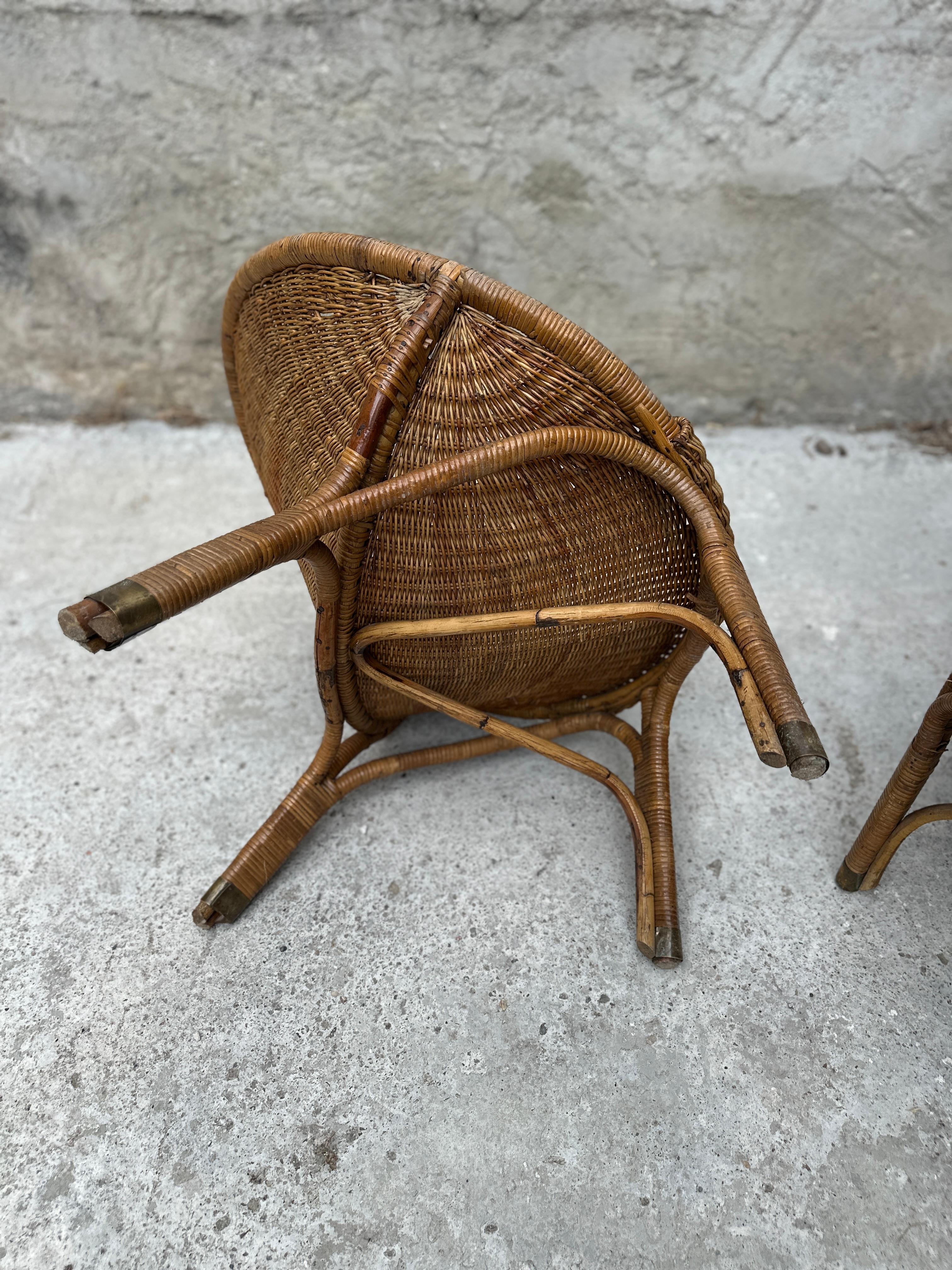 Pair of rattan chairs from the 60's For Sale 4