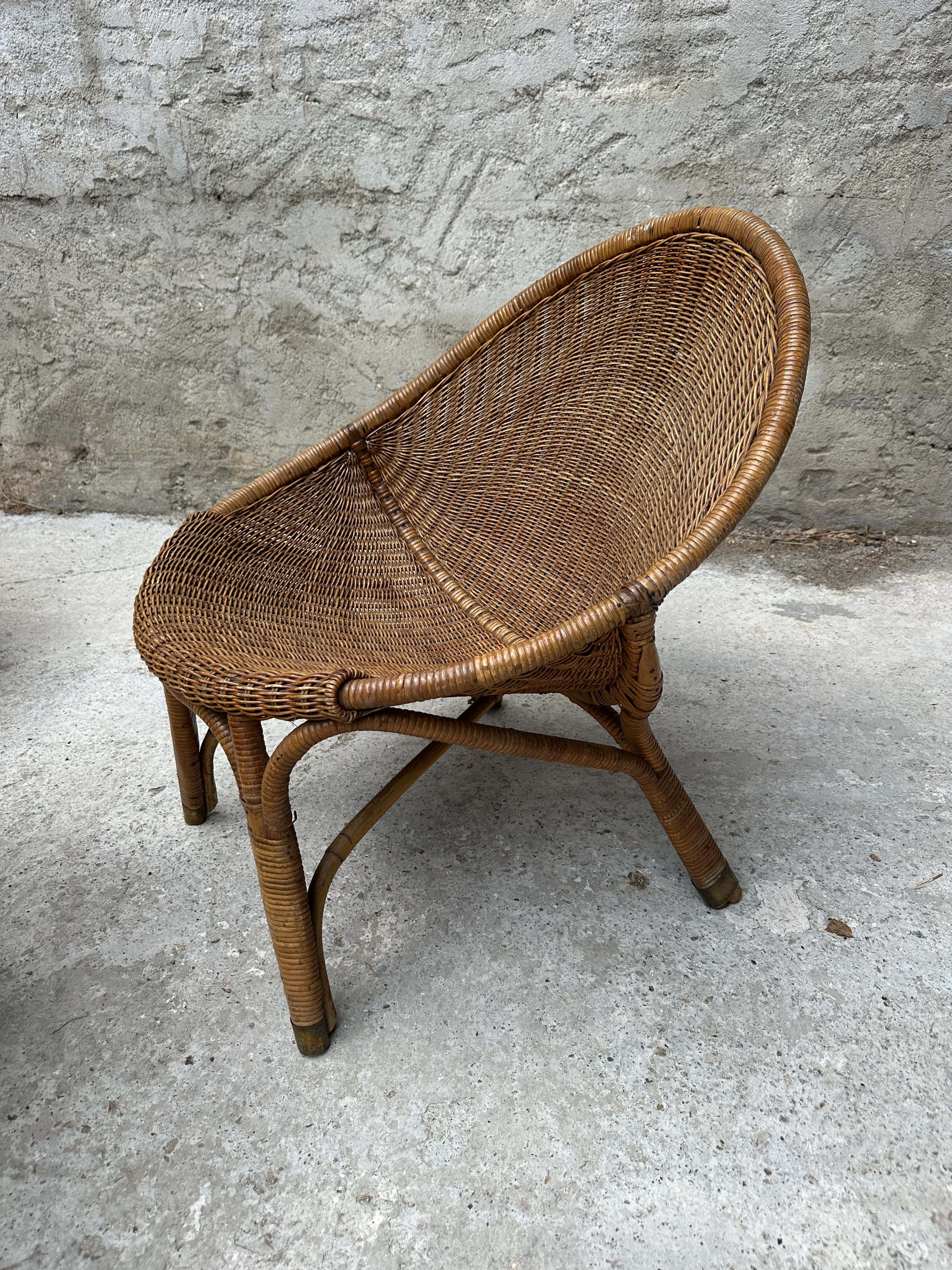 Space Age Pair of rattan chairs from the 60's For Sale