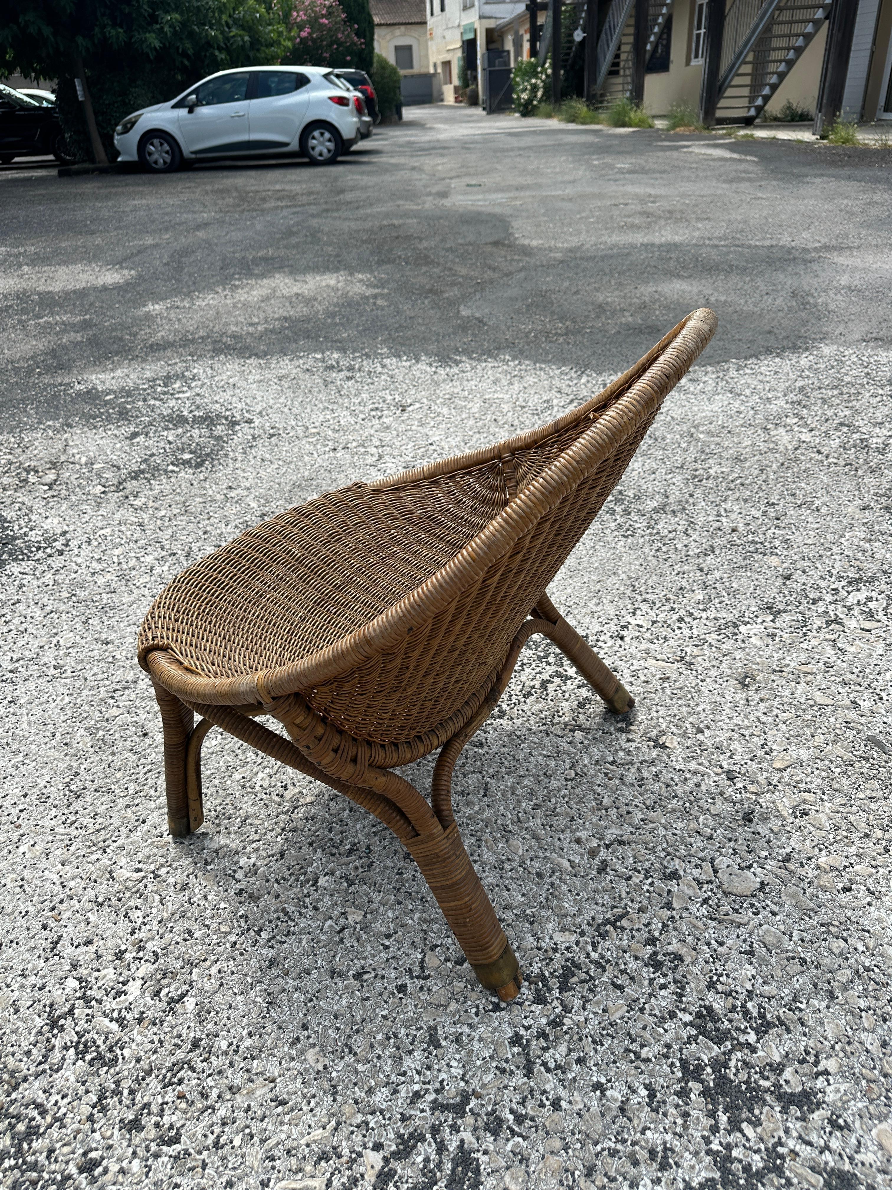 Danish Pair of rattan chairs from the 60's For Sale