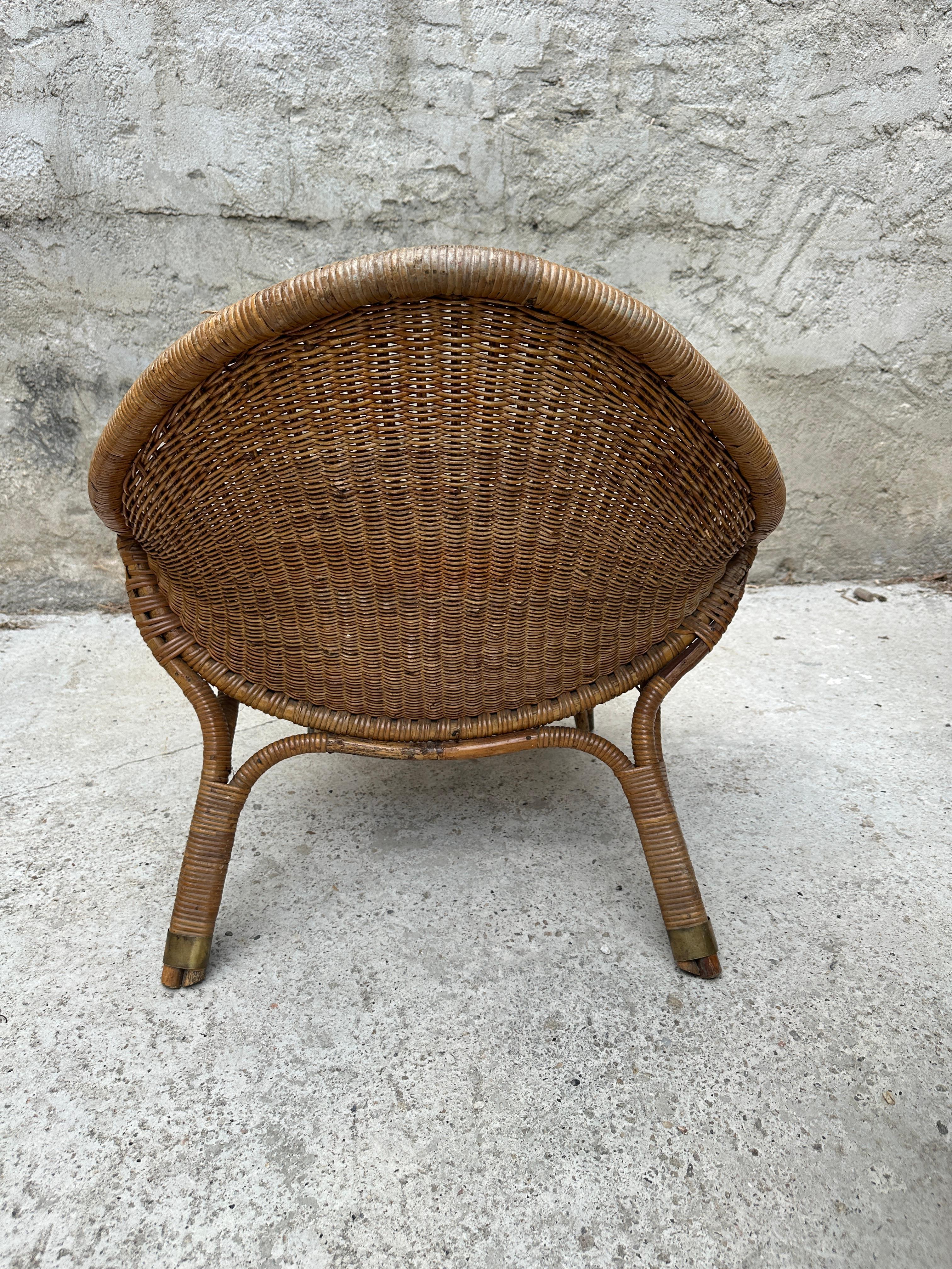 Pair of rattan chairs from the 60's In Good Condition For Sale In PARIS, FR