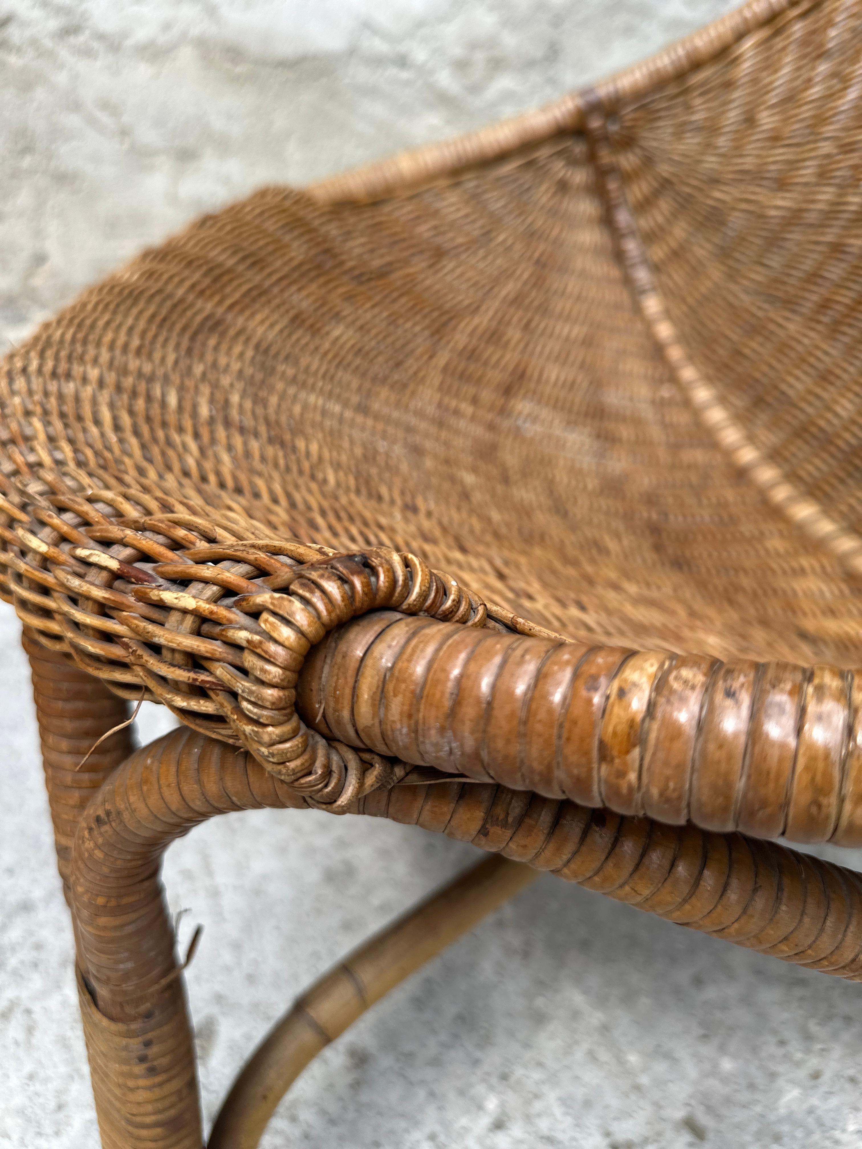 Rattan Pair of rattan chairs from the 60's For Sale