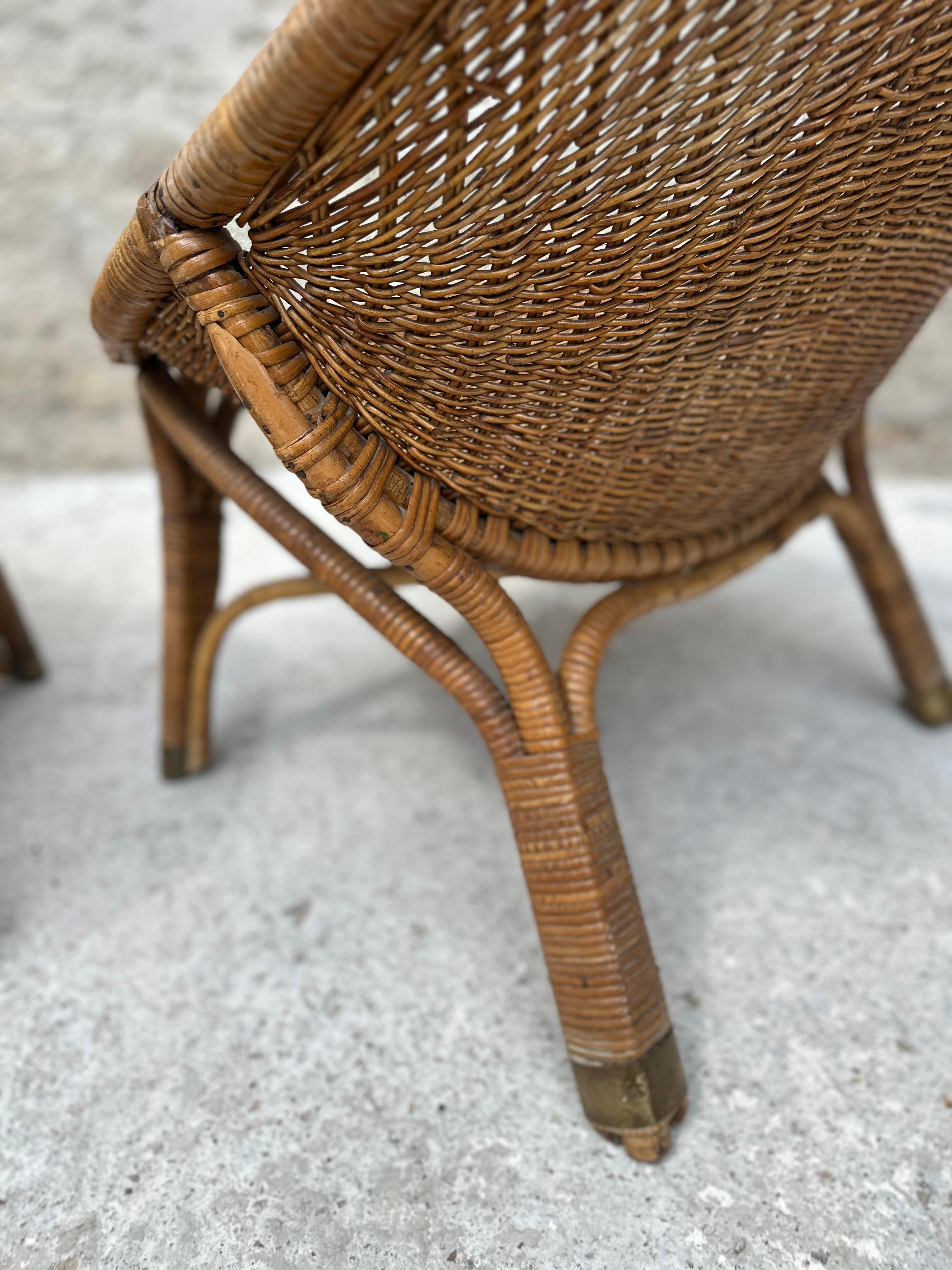 Pair of rattan chairs from the 60's For Sale 2