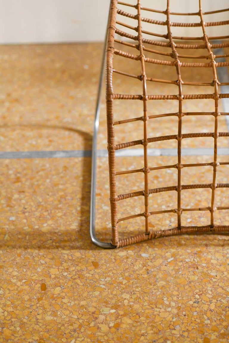 Pair of Rattan Chairs with Metal Structure, 1980 For Sale at 1stDibs
