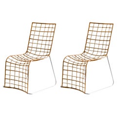Pair of Rattan Chairs with Metal Structure, 1980