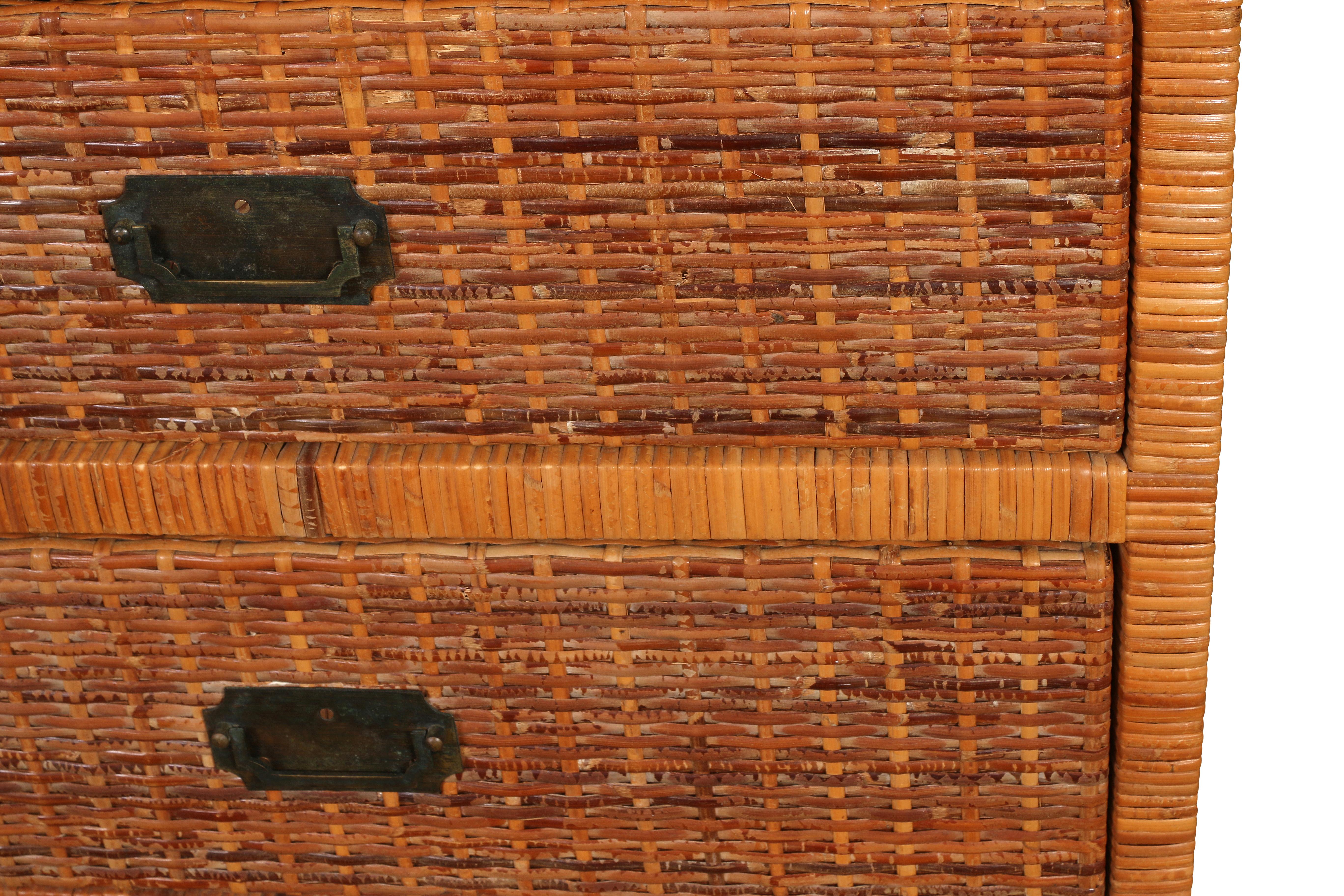 20th Century Pair of Rattan Chests