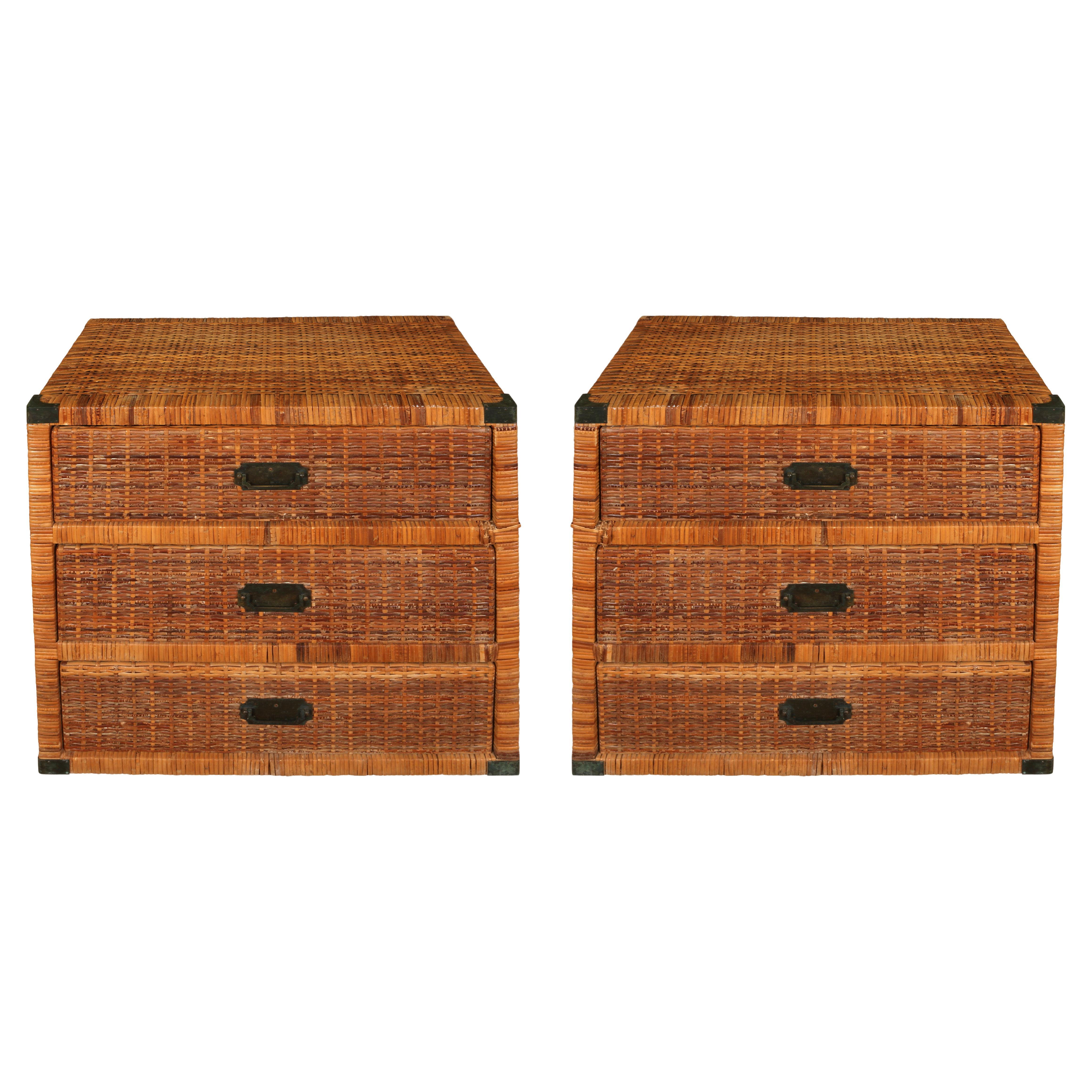 Pair of Rattan Chests