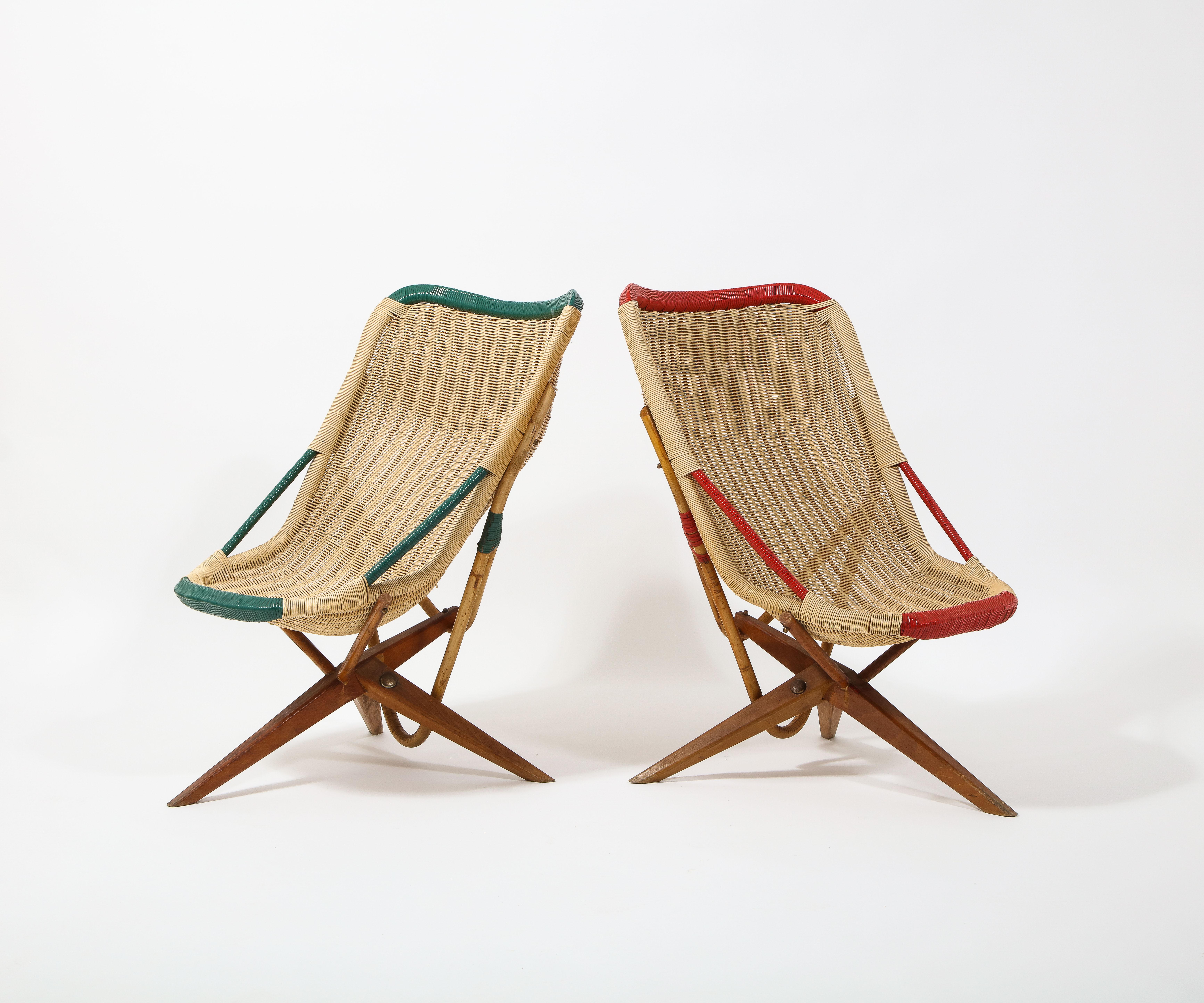 Paire de chaises en rotin « Chistera », France, années 1950 en vente 4