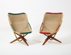 Pair of Rattan "Chistera" Chairs, France 1950's