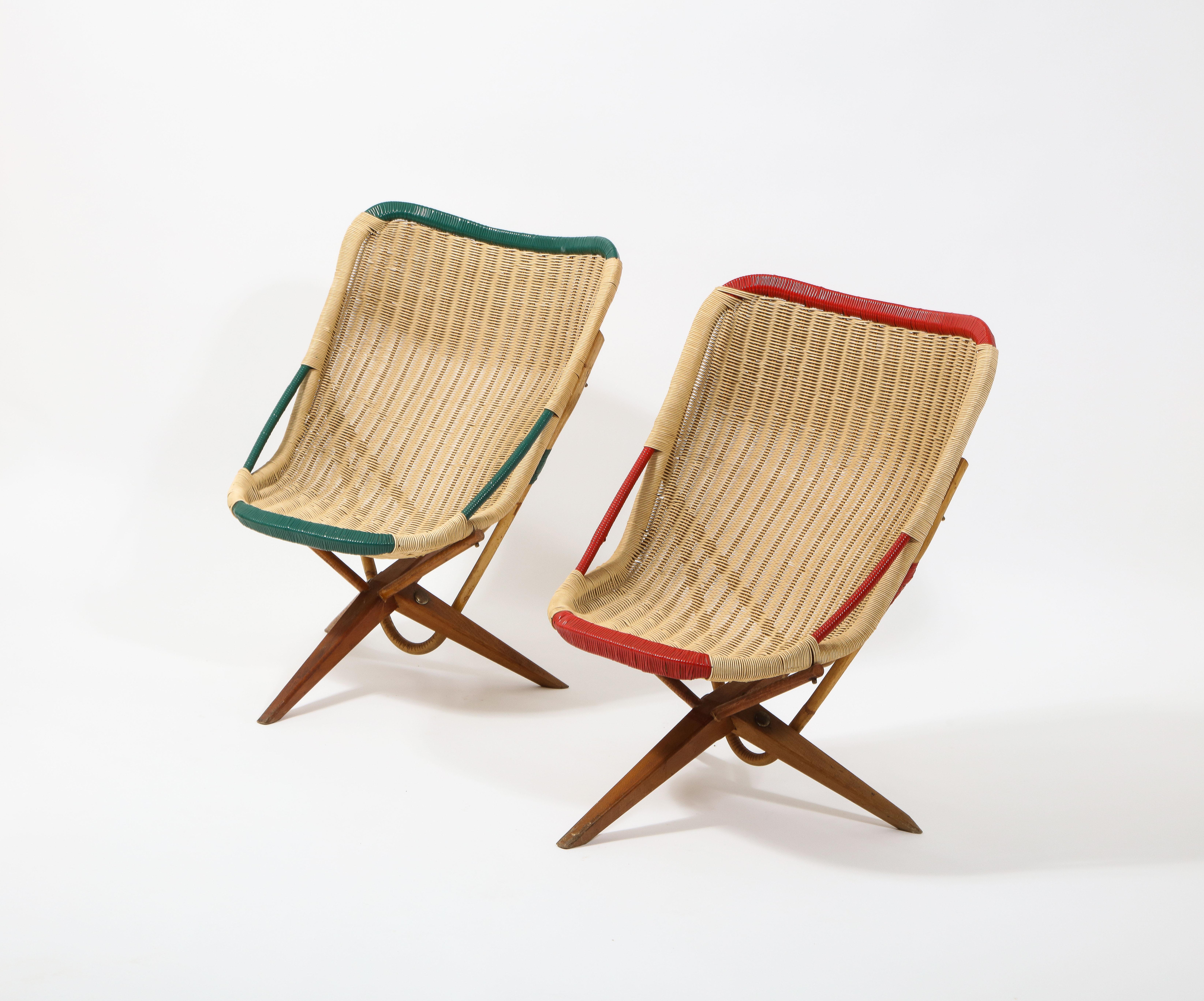 Paire de chaises en rotin « Chistera », France, années 1950 en vente 1