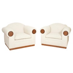 Pair of rattan club armchairs, 1970s.