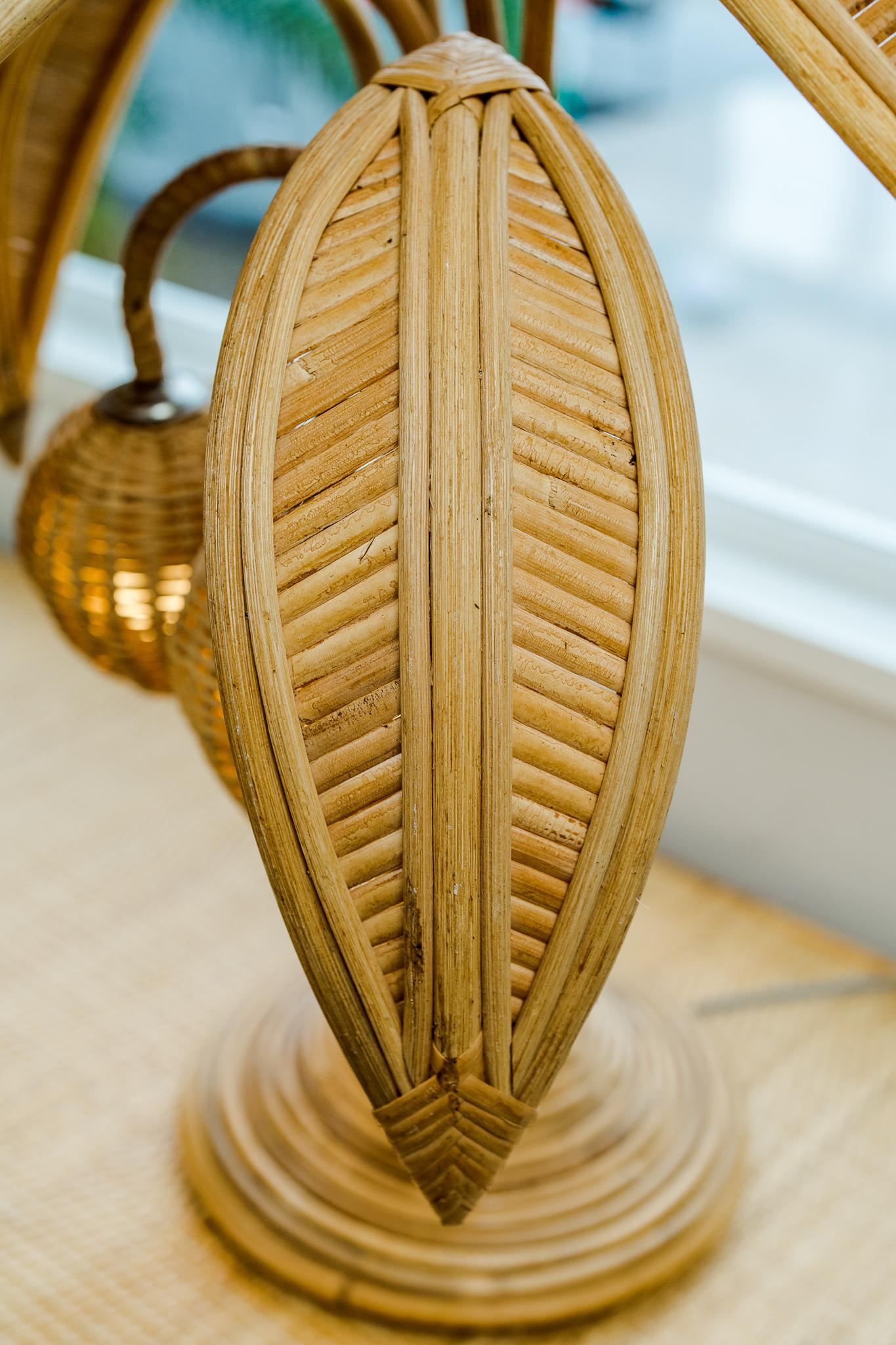 Contemporary Pair of rattan coconut tree - palm tree lamps