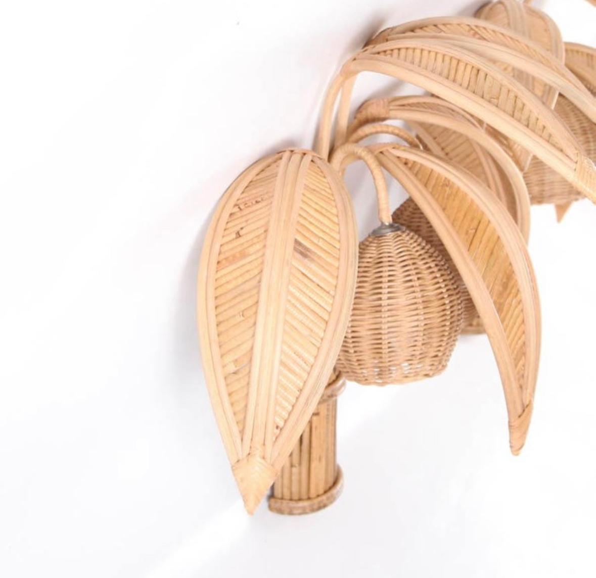 Rattan Pair of rattan « coconut tree/ palm tree » sconces