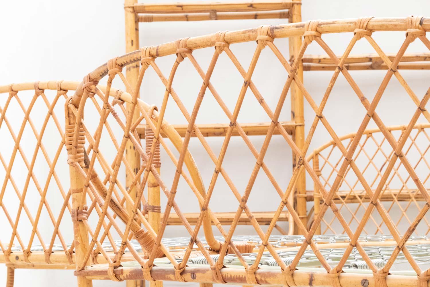 Coppia di lettini in rattan, anni '70 in vendita 5
