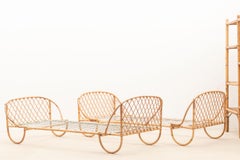 Pair of rattan daybeds, 1970s