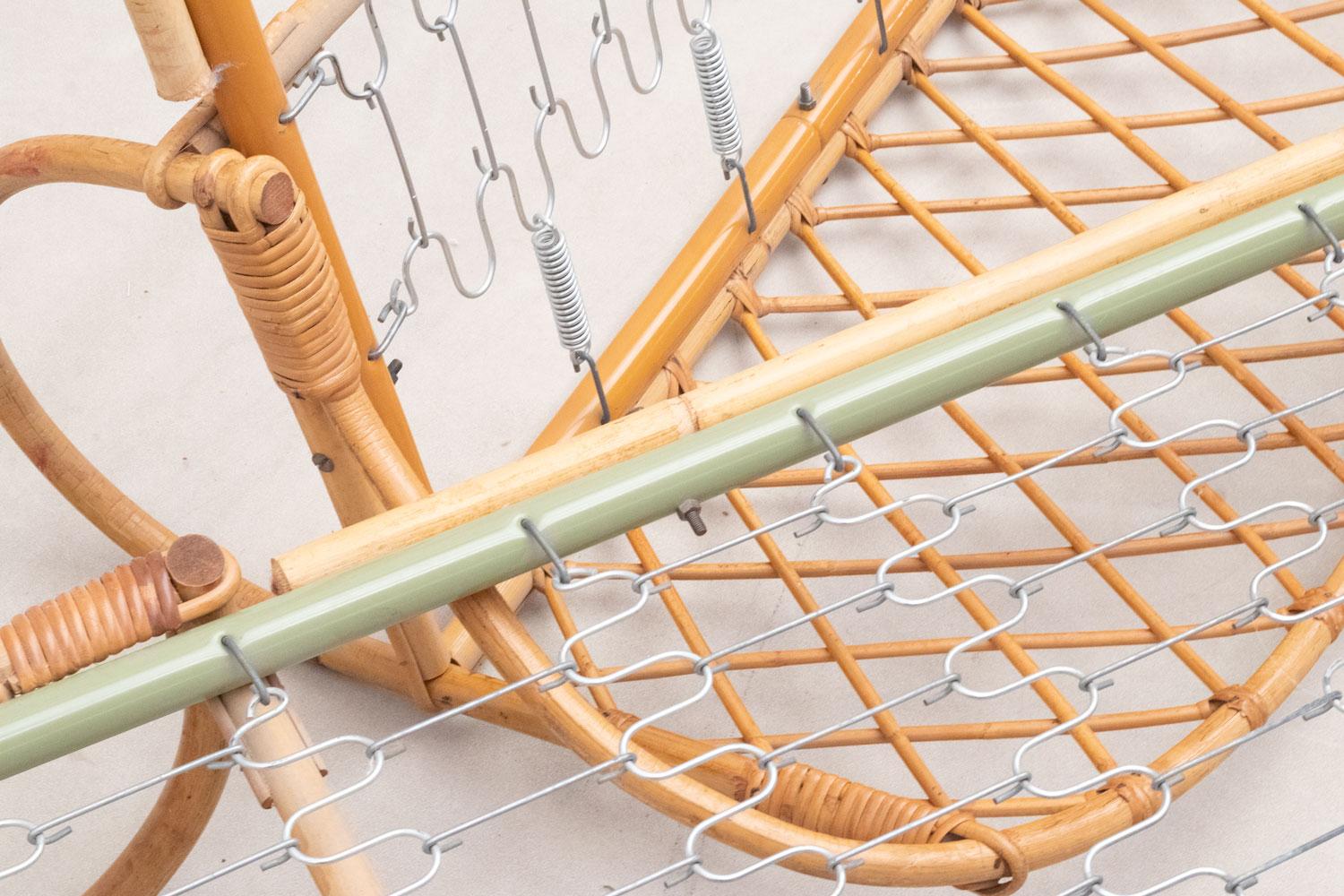 Rattan Coppia di lettini in rattan, anni '70 in vendita
