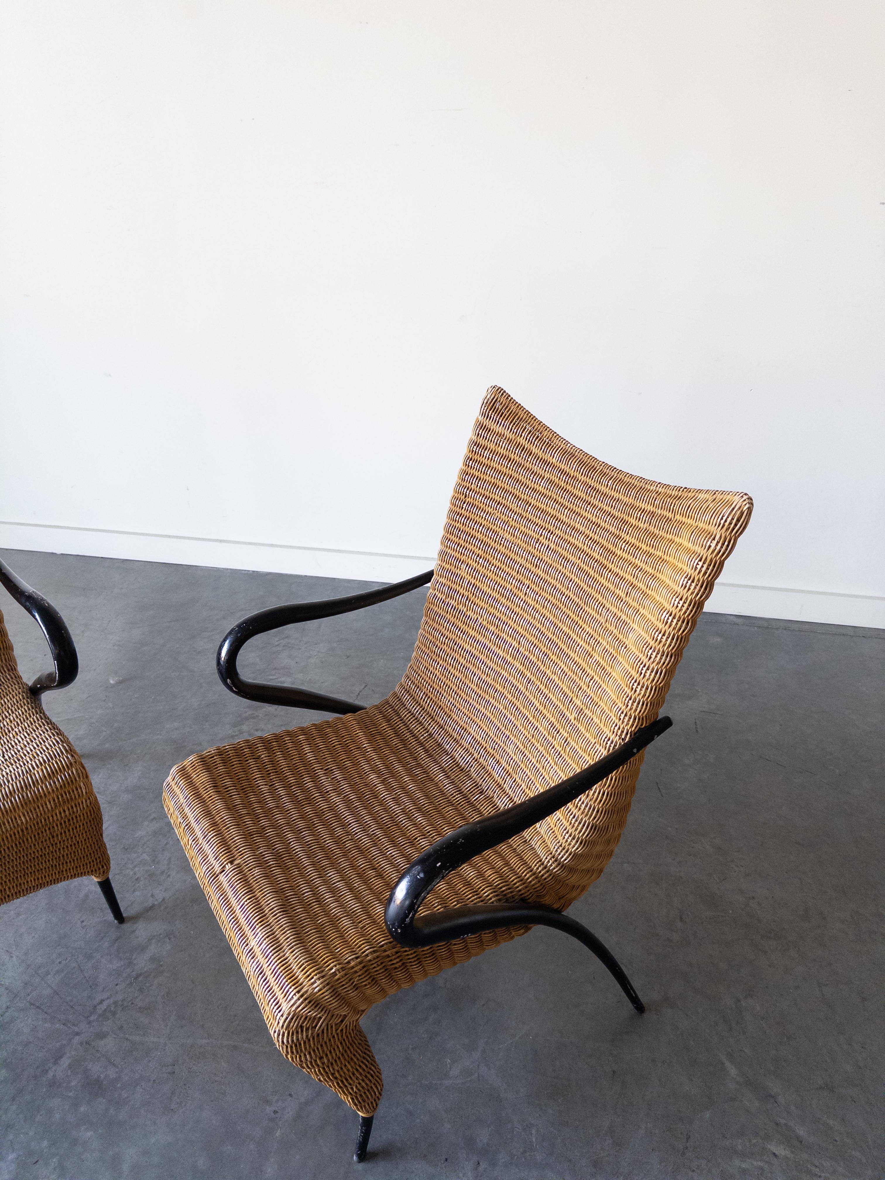 Danese Coppia di poltrone in rattan di Soren Lund per Soren Lund Mobler in vendita