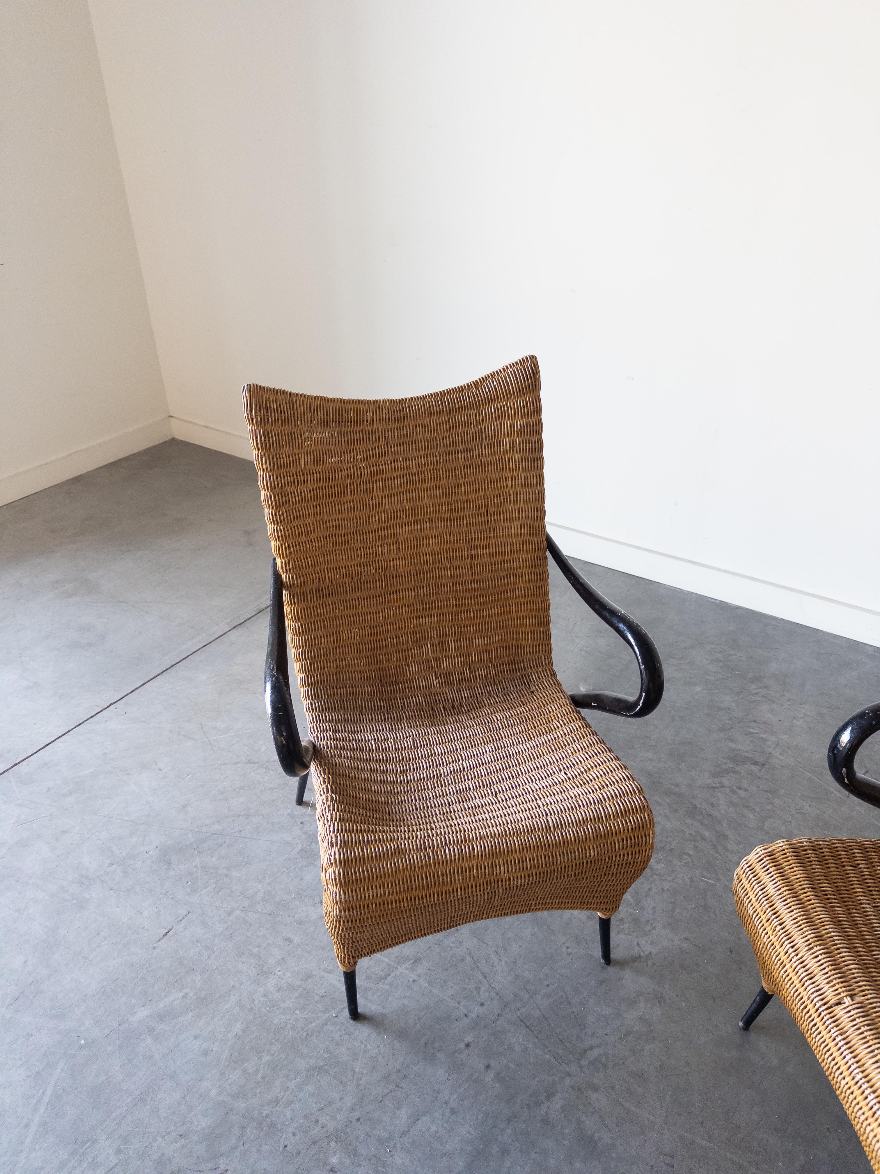 Coppia di poltrone in rattan di Soren Lund per Soren Lund Mobler In condizioni buone in vendita a New York, NY