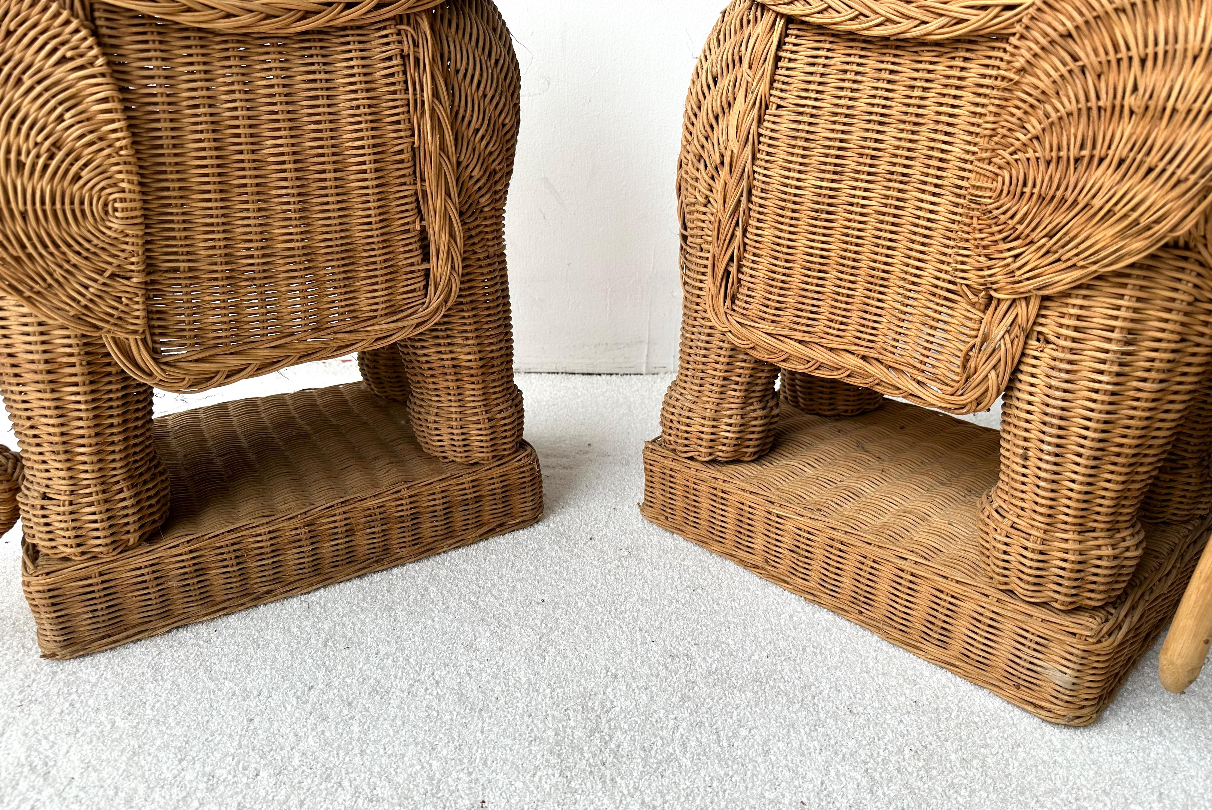 Pair of Rattan Elephant Side Table, France, 1970s 6