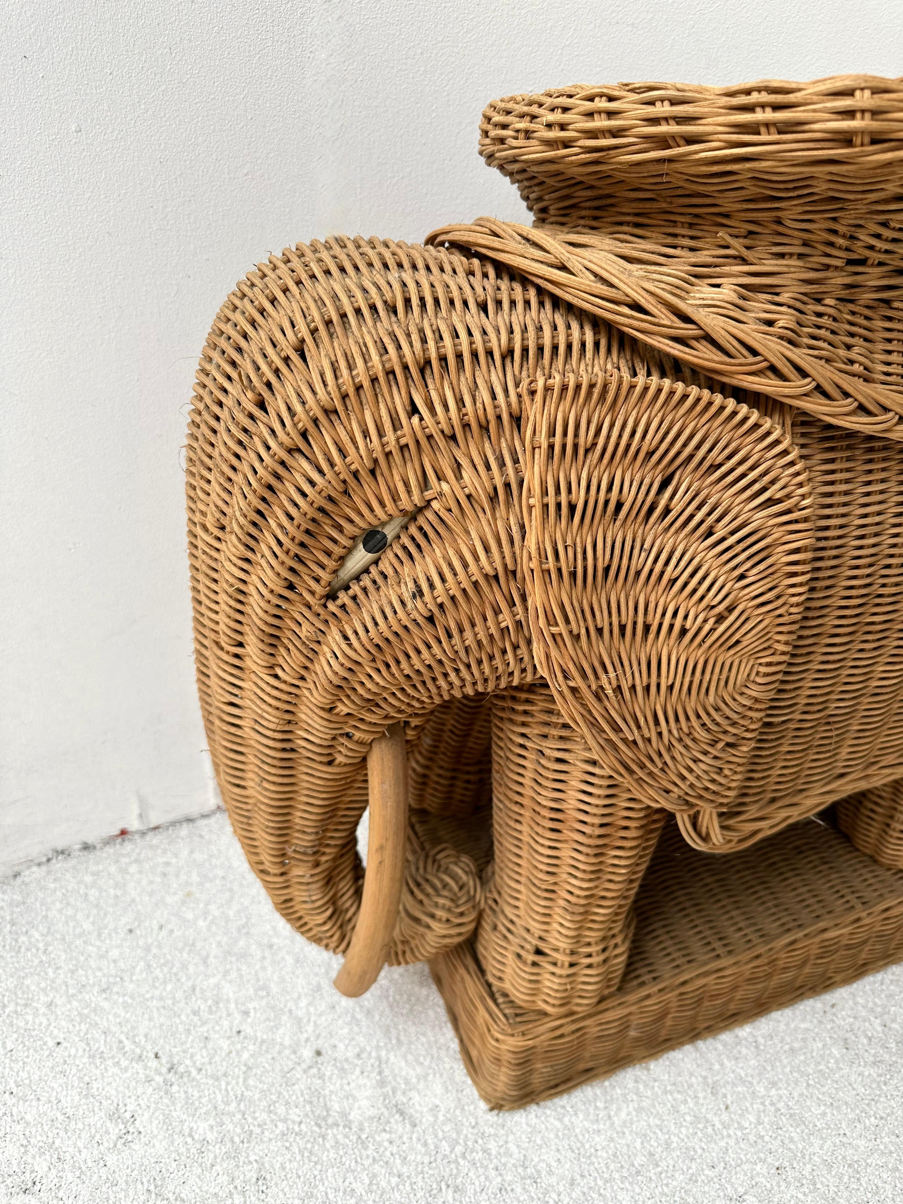 Pair of Rattan Elephant Side Table, France, 1970s 2