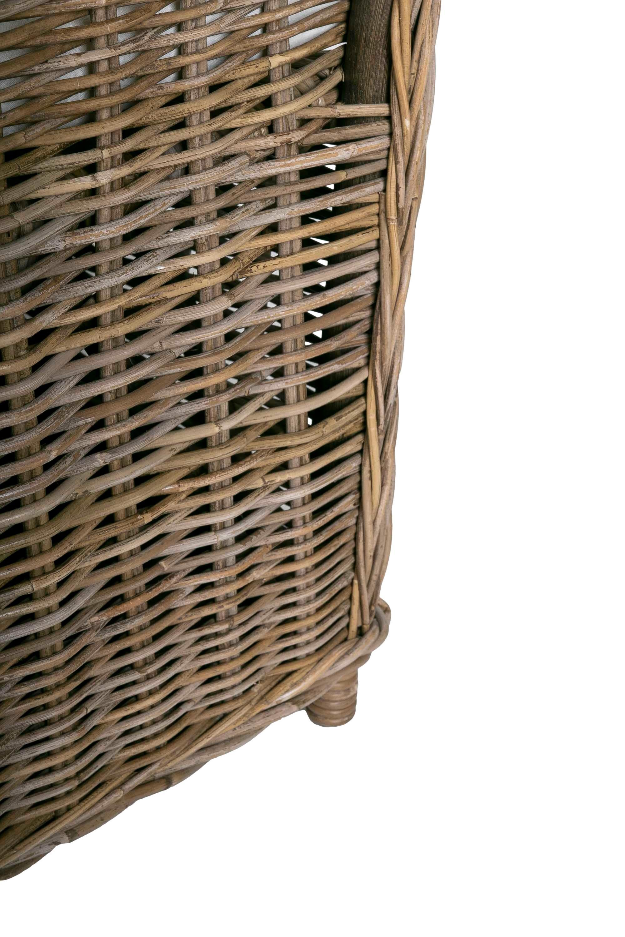 Coppia di sedie da giardino in rattan con cuscini in tonalità grigia in vendita 8