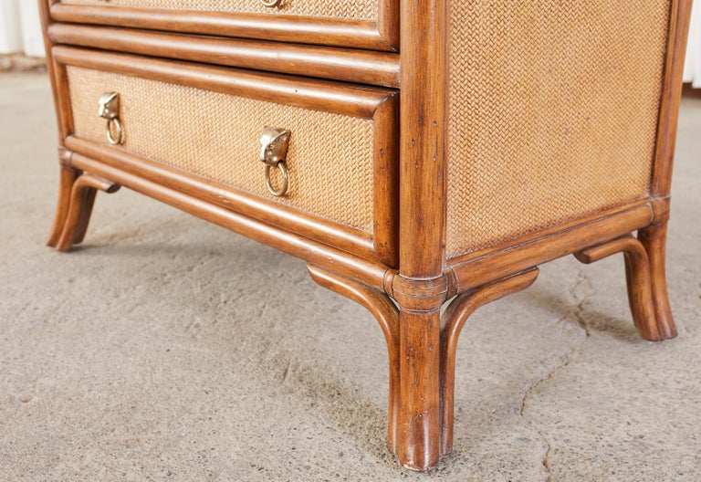 Pair of Rattan Grasscloth Organic Modern Nightstands by Kreiss at 1stDibs