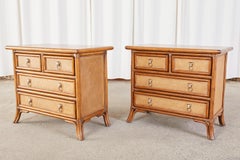 Pair of Rattan Grasscloth Organic Modern Nightstands by Kreiss