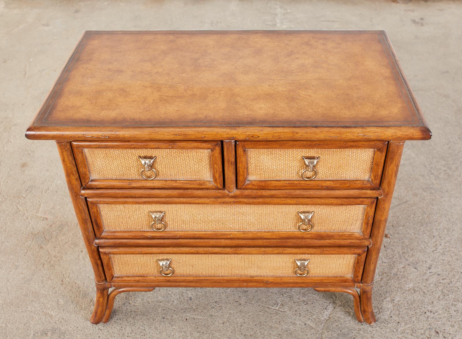 Pair of Rattan Grasscloth Organic Modern Nightstands by Kreiss In Good Condition In Rio Vista, CA