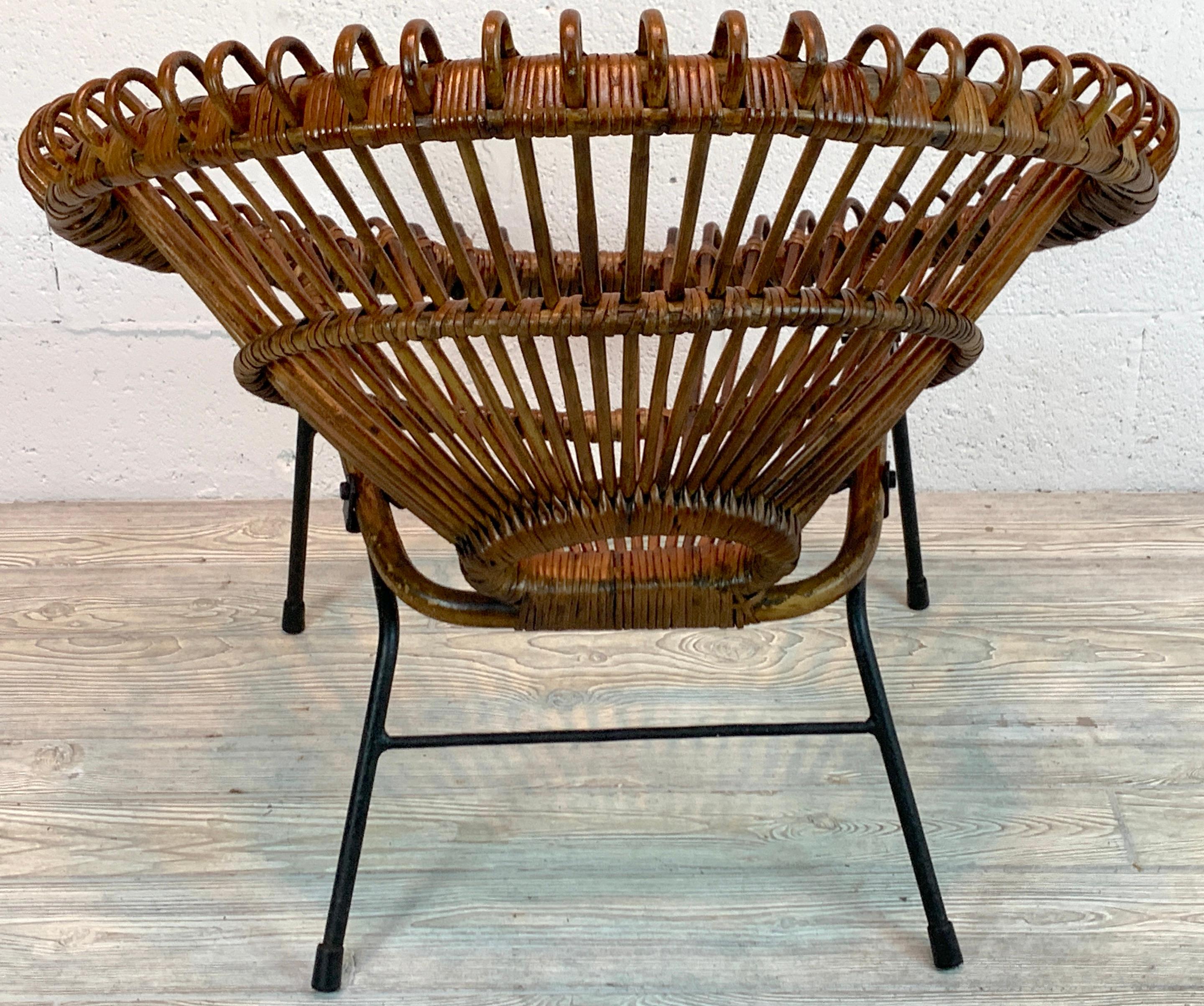 Pair of Rattan Hoop Chairs, Janine Abraham Dirk Jan Rol France, Restored 1