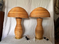 Pair of Rattan Lamps and Shades