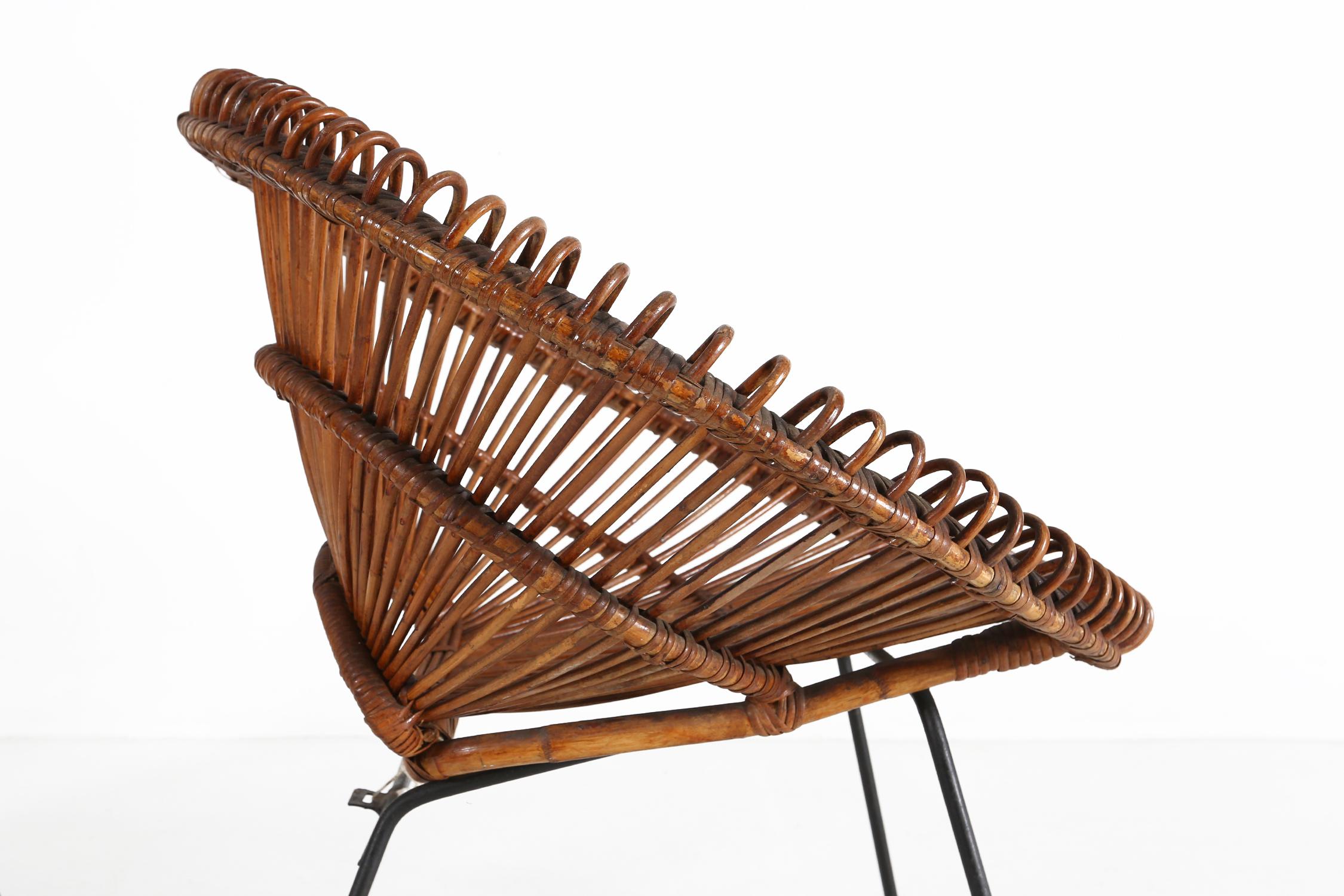 Mid-Century moderno Coppia di poltrone da salotto in rattan di Janine Abraham and Dirk Jan Rol, anni '60 in vendita