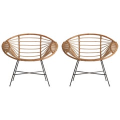 Pair of Rattan Lounge Armchairs