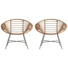 Pair of Rattan Lounge Armchairs