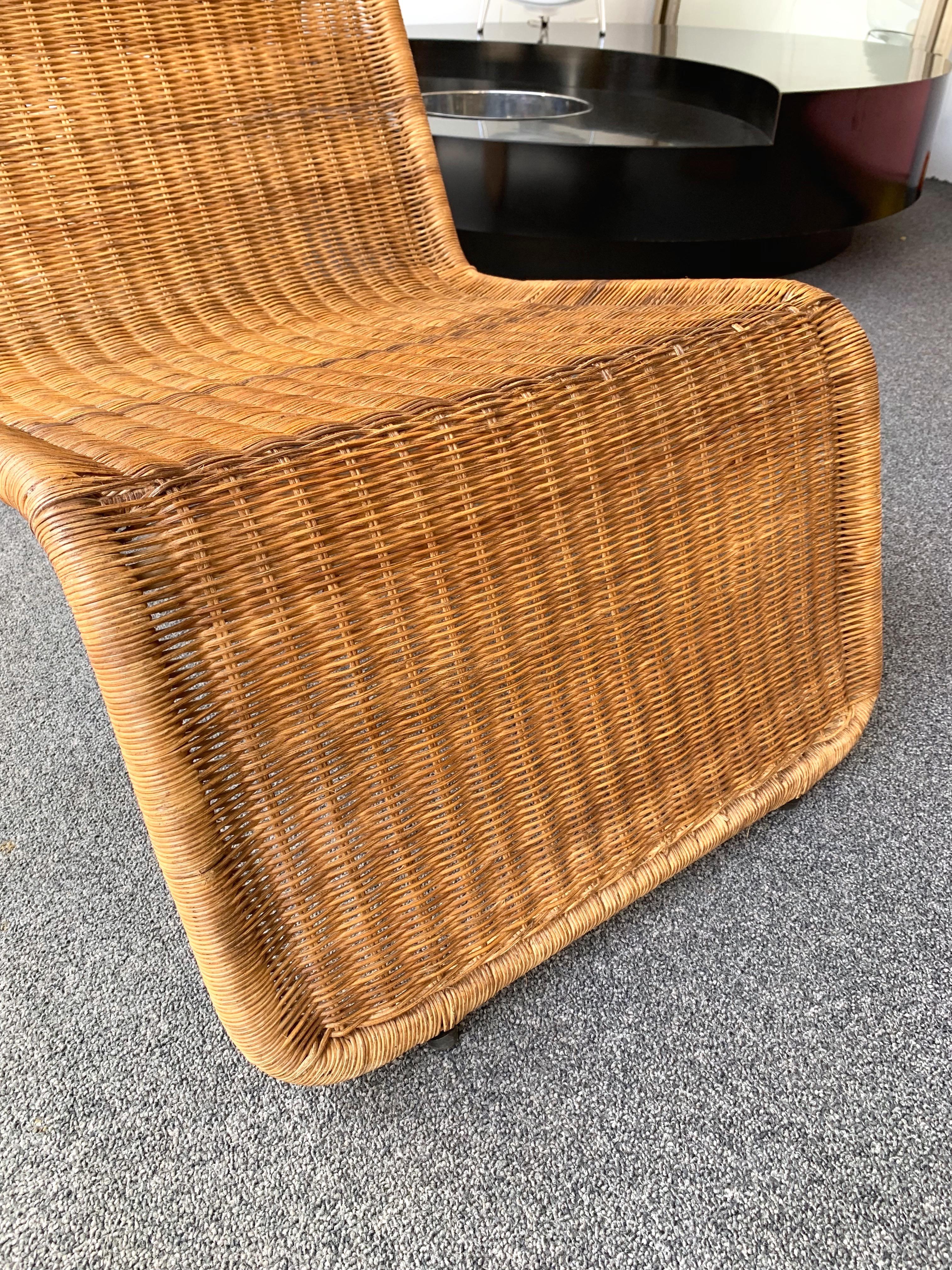 Mid-Century Modern Pair of Rattan Lounge Chair P3 by Tito Agnoli, Italy, 1960s