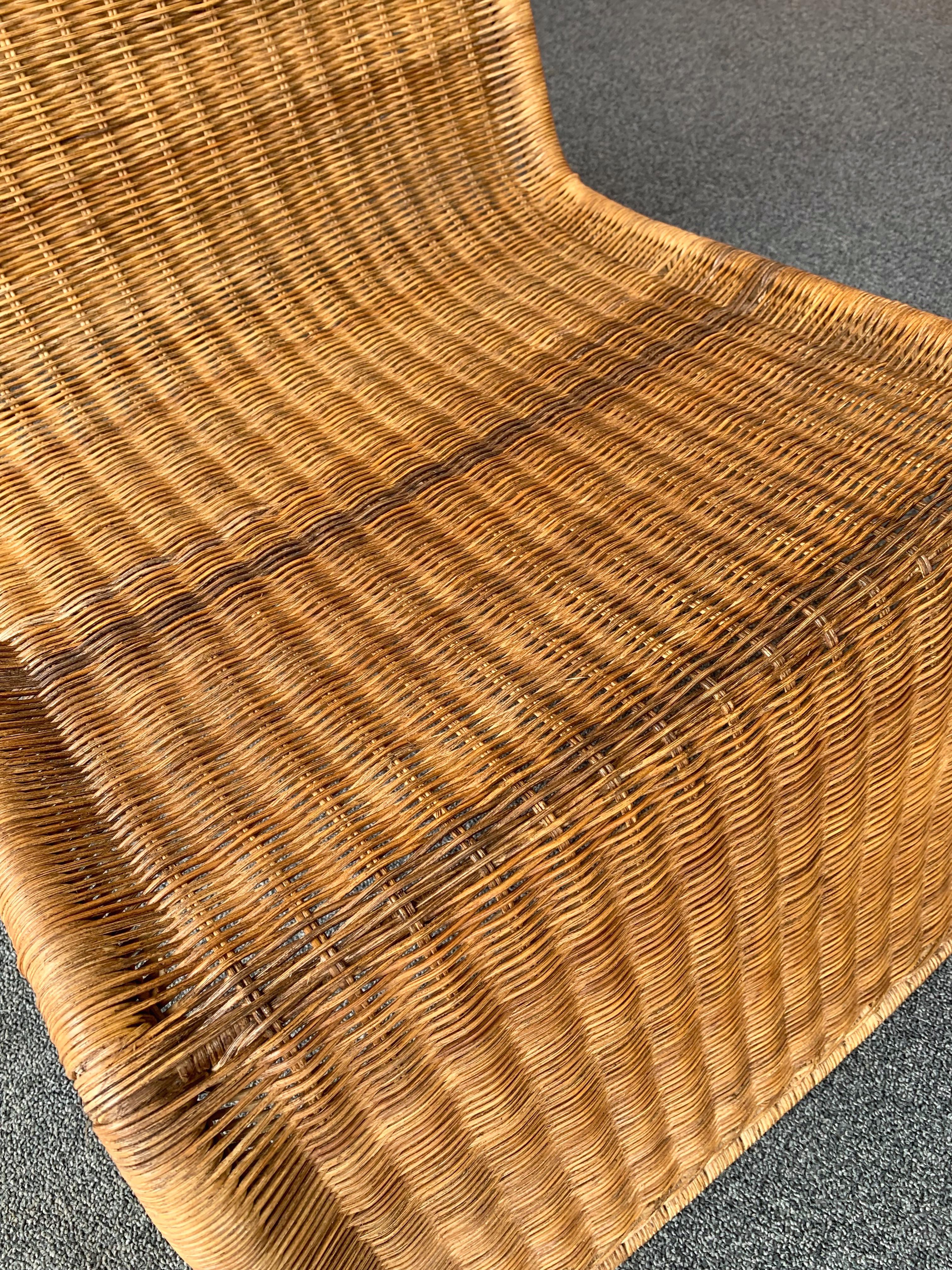 Mid-20th Century Pair of Rattan Lounge Chair P3 by Tito Agnoli, Italy, 1960s