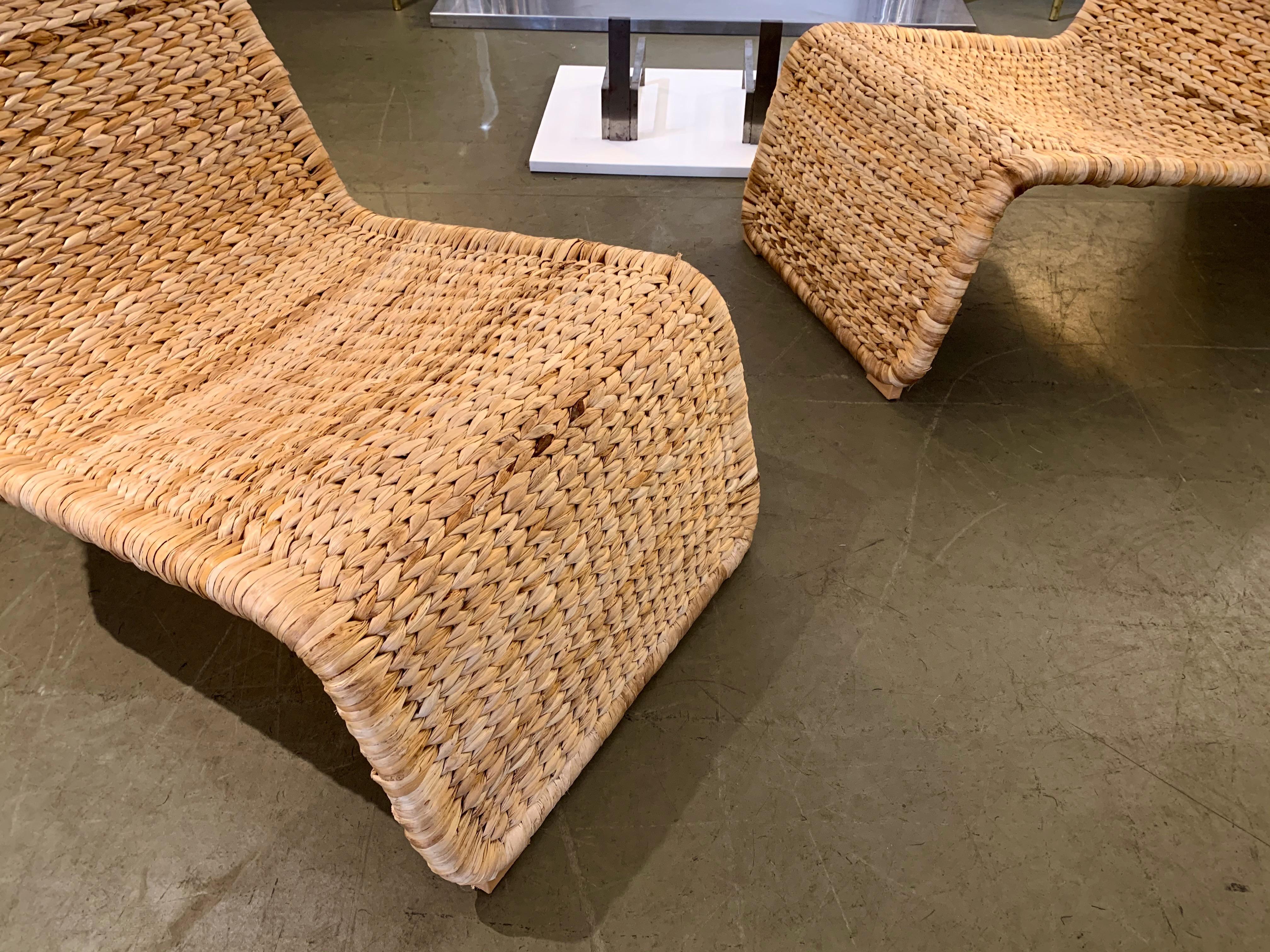 Pair of Rattan Lounge Chair, Italy, 1980s 3