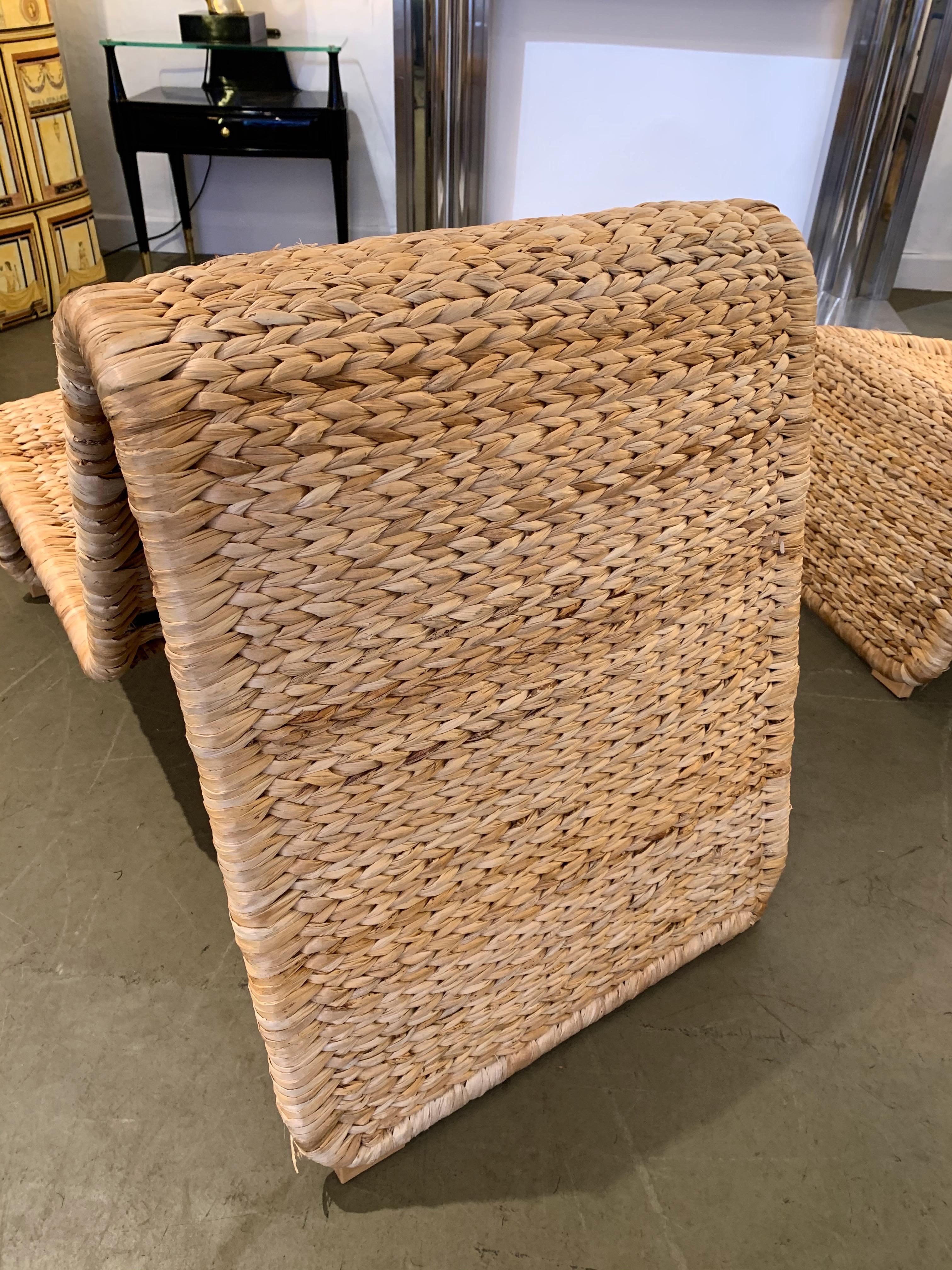Late 20th Century Pair of Rattan Lounge Chair, Italy, 1980s