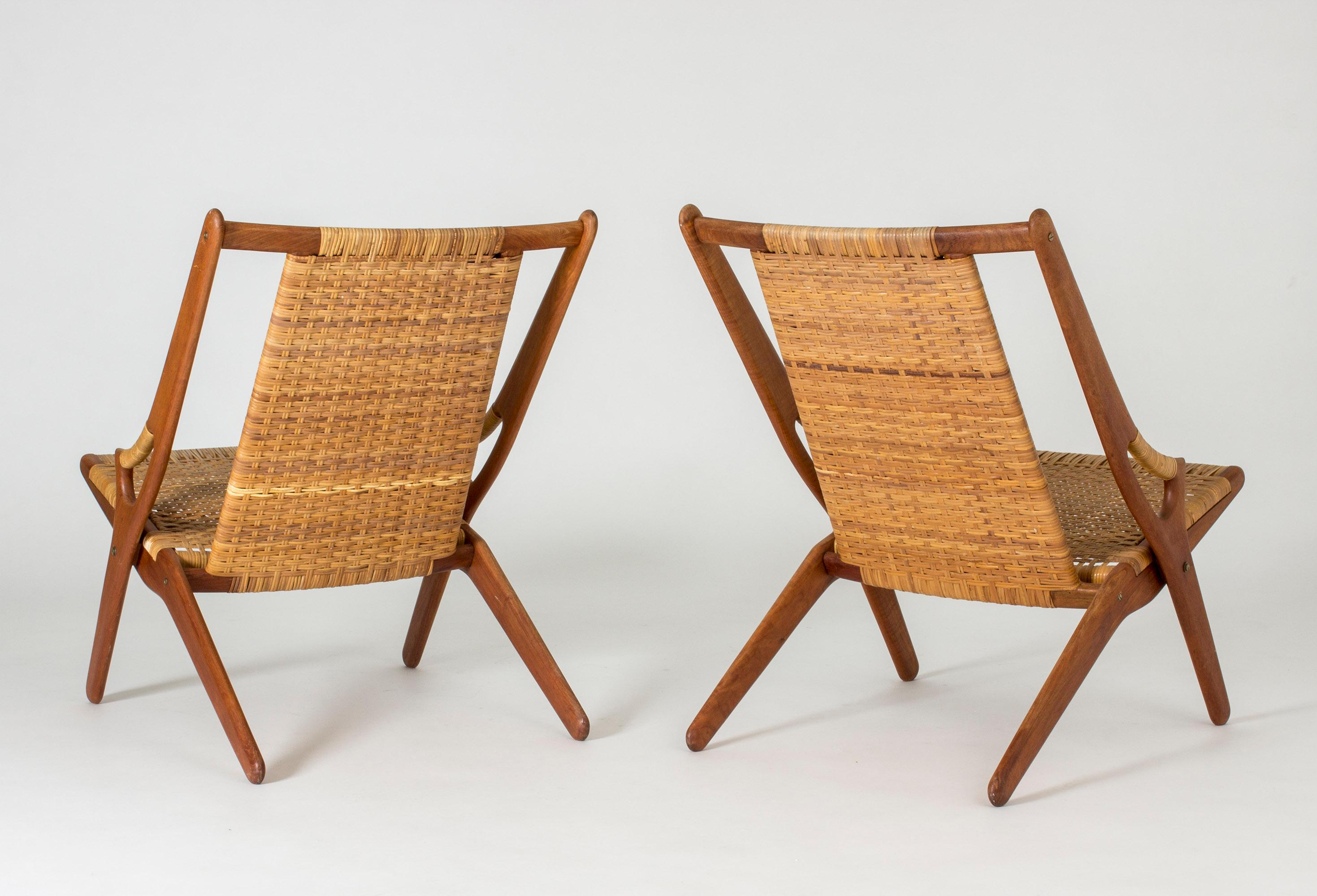 Danish Pair of Rattan Lounge Chairs by Arne Hovmand Olsen