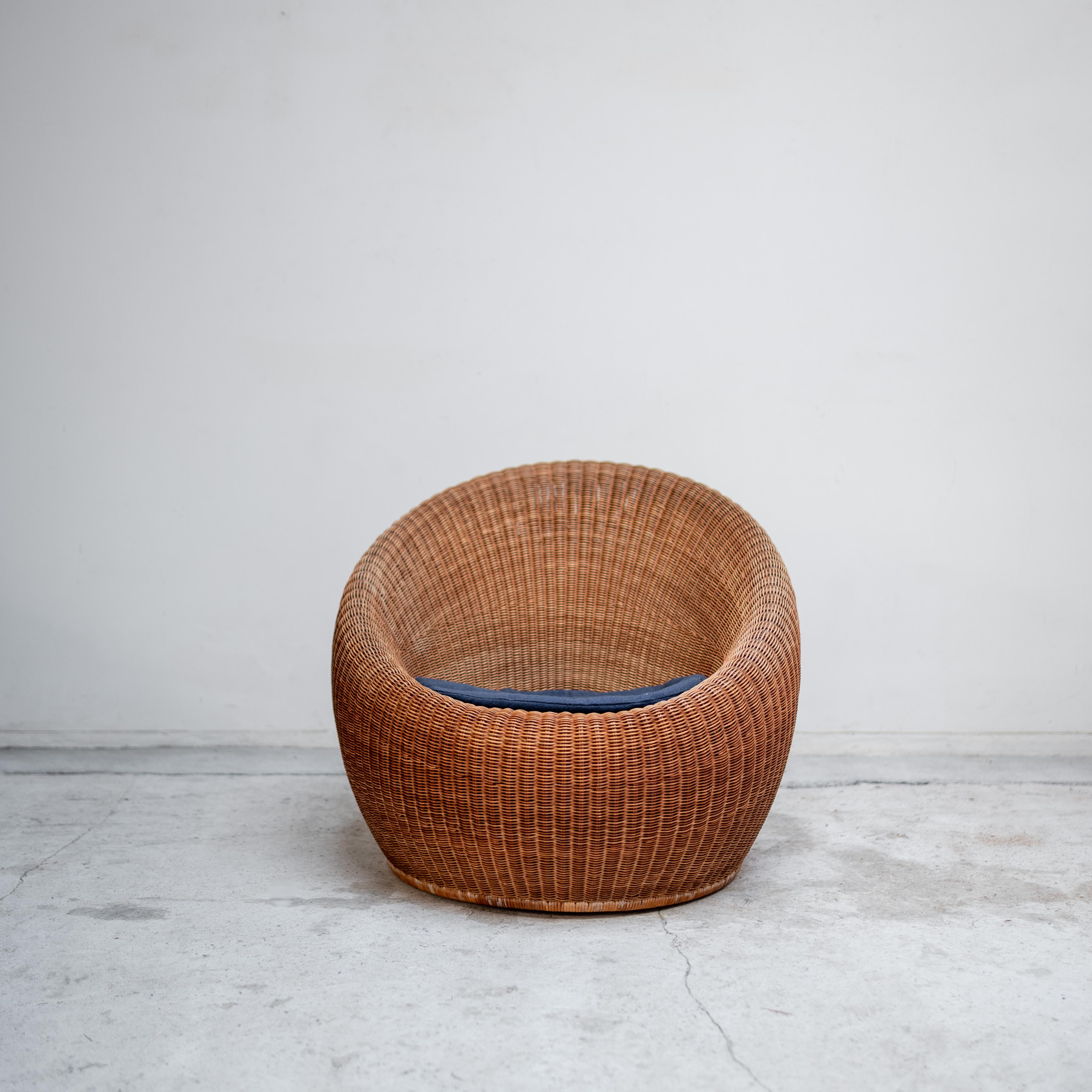 Paar Rattan-Loungesessel von Isamu Kenmochi, Japan, 1960er Jahre (Polster) im Angebot