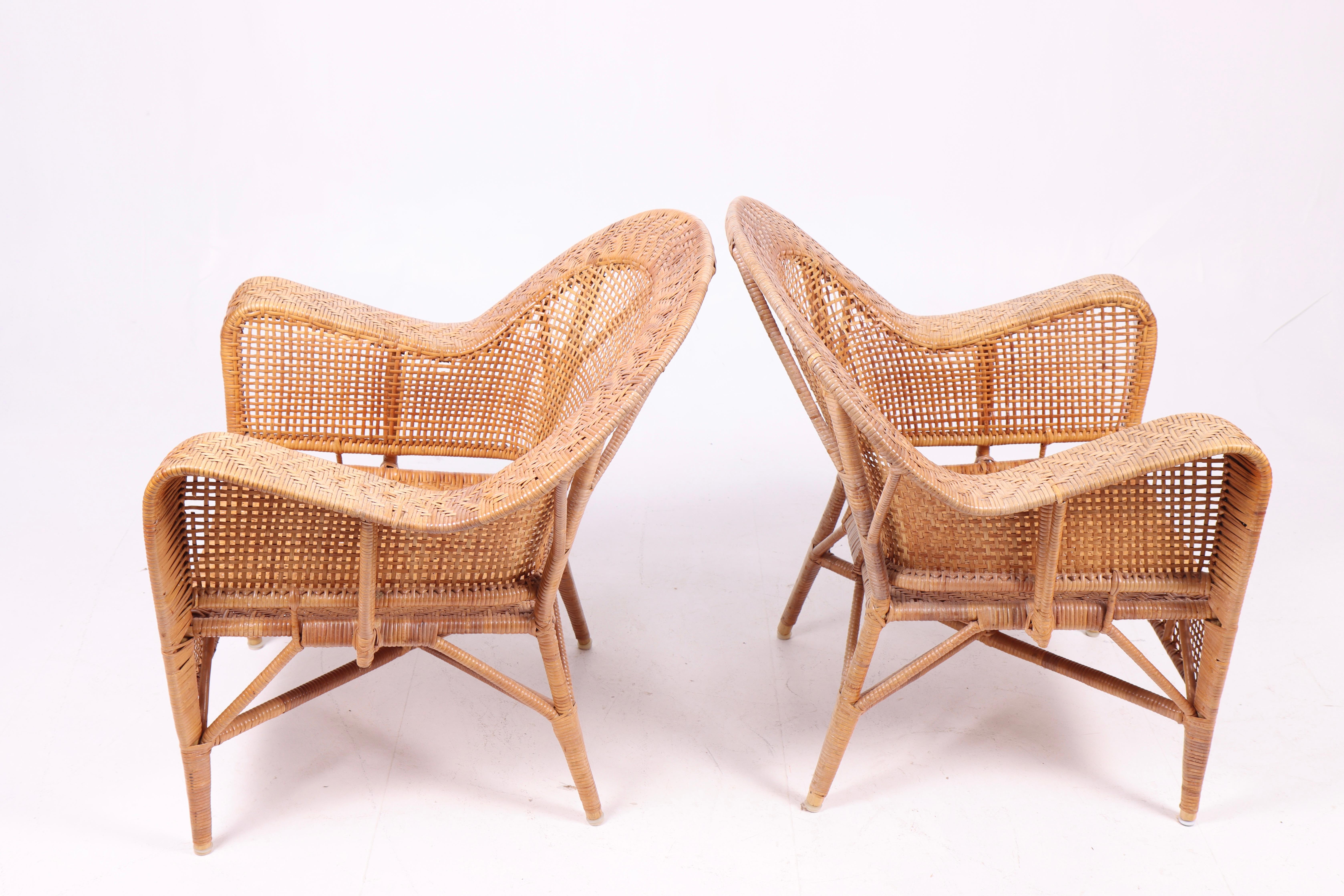 Pair of Rattan Lounge Chairs by Kay Fisker, 1950s For Sale 3