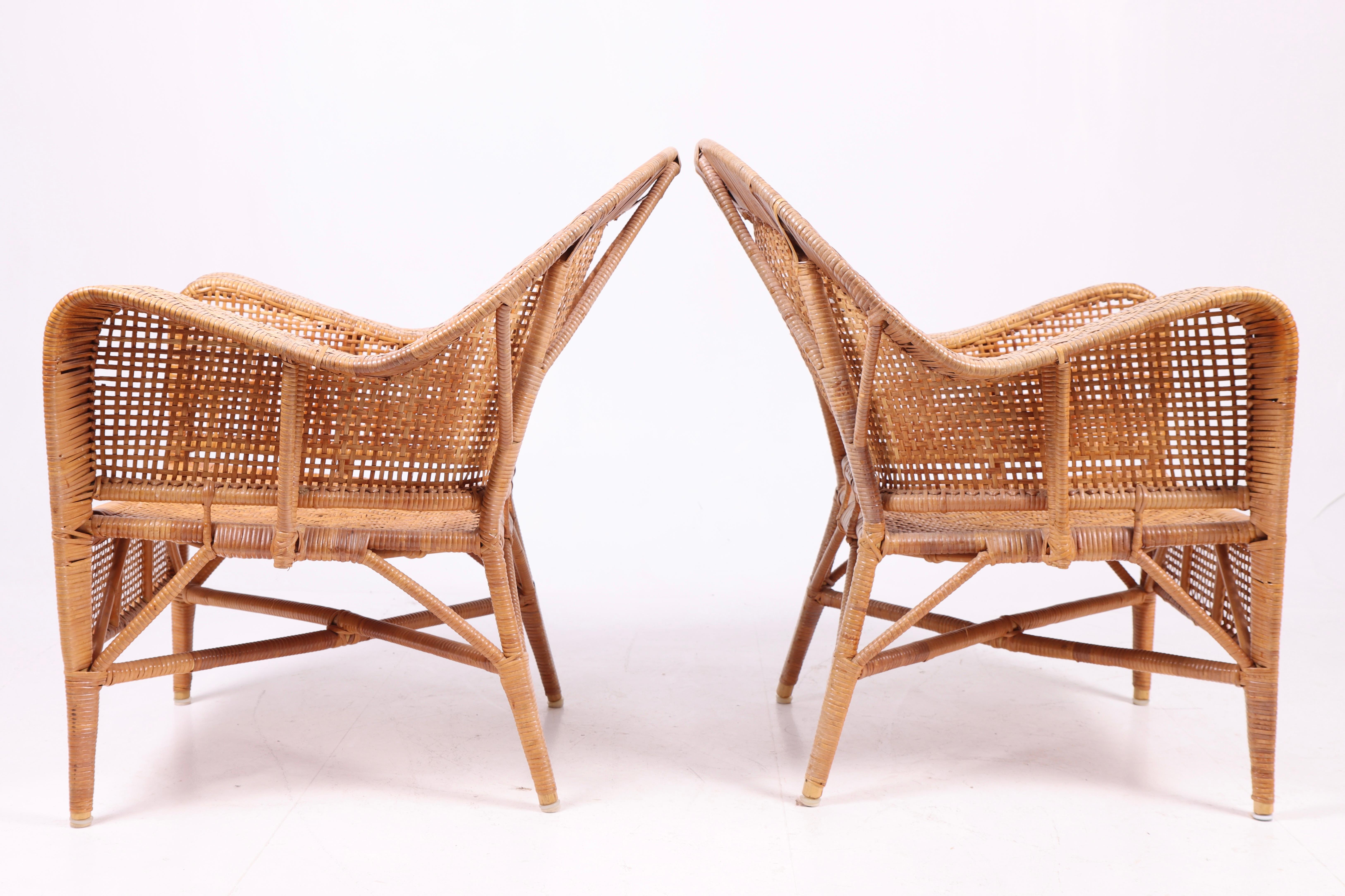 Pair of Rattan Lounge Chairs by Kay Fisker, 1950s For Sale 2