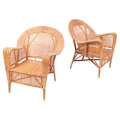 Vintage Pair of Rattan Lounge Chairs by Kay Fisker, 1950s