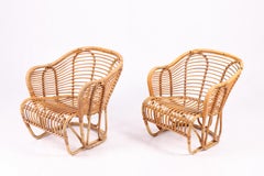 Pair of Rattan Lounge Chairs by Tove and Edvard Kindt-Larsen, 1950s